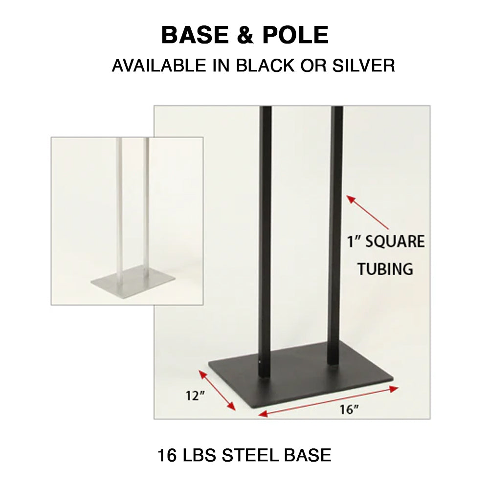 27x40 Double Pole Floor Stand Sign Holder - Aluminum Snap Frame with Rounded Radius Edge Corners for Retail Stores, Events & Trade Shows