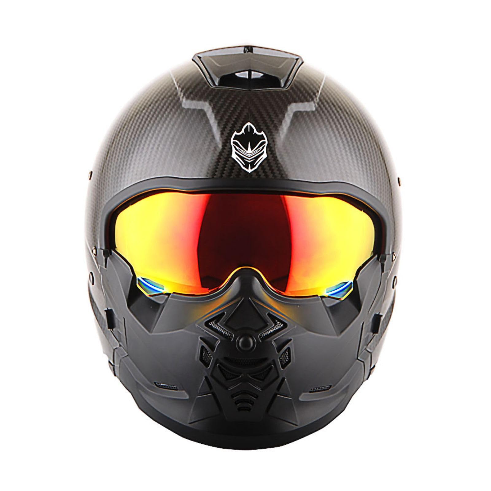 Martian Genuine Carbon Fiber Motorcycle Helmet HB-B2 - DOT Approved Full Face & Open Face Glossy Black - Lightweight & Durable for Street Riding, Racing & Cruising