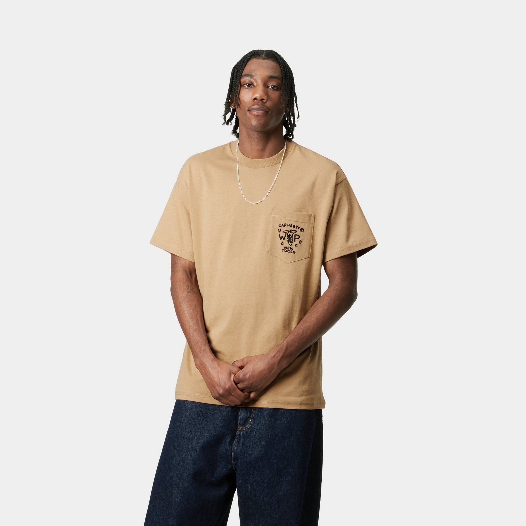 Fragments Pocket T-Shirt for Men - Dusty Hamilton Brown & Black | Casual Streetwear, Everyday Comfort, Layering Essential