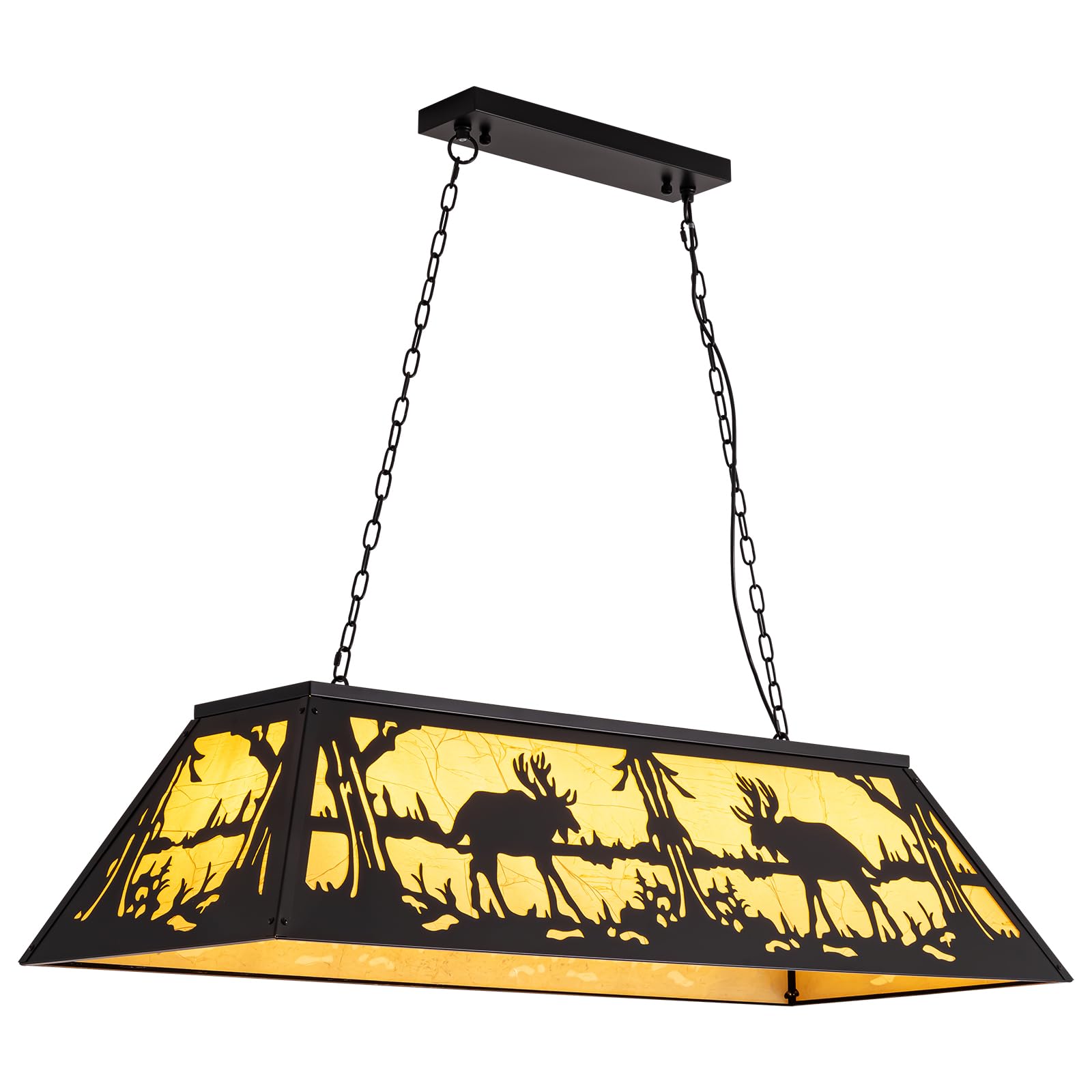 48-inch Tiffany Style Billiard Table Light - 4-Light Pool Table Chandelier for 7' & 8' Tables - Rustic Farmhouse Pendant Light for Game Rooms, Man Caves & Dining Areas - Perfect for Indoor Sports Bars, Basement Rec Rooms & Cabin Decor