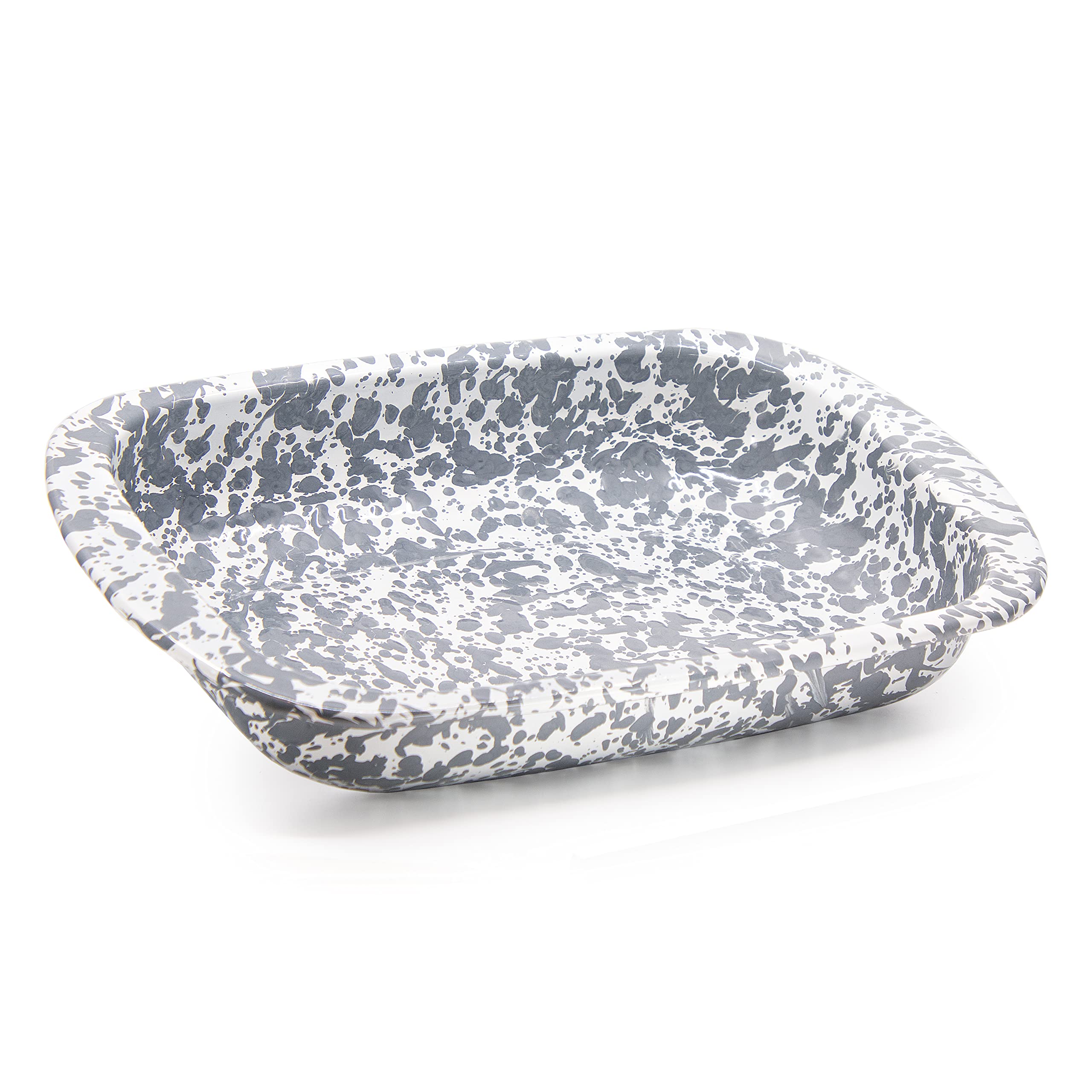 Golden Rabbit Enamelware - 3 Quart Baking Pan (Grey Swirl) | Durable Enamel Coated Oven Safe Casserole Dish for Baking, Roasting & Serving | Perfect for Casseroles, Lasagna, Bread & Desserts