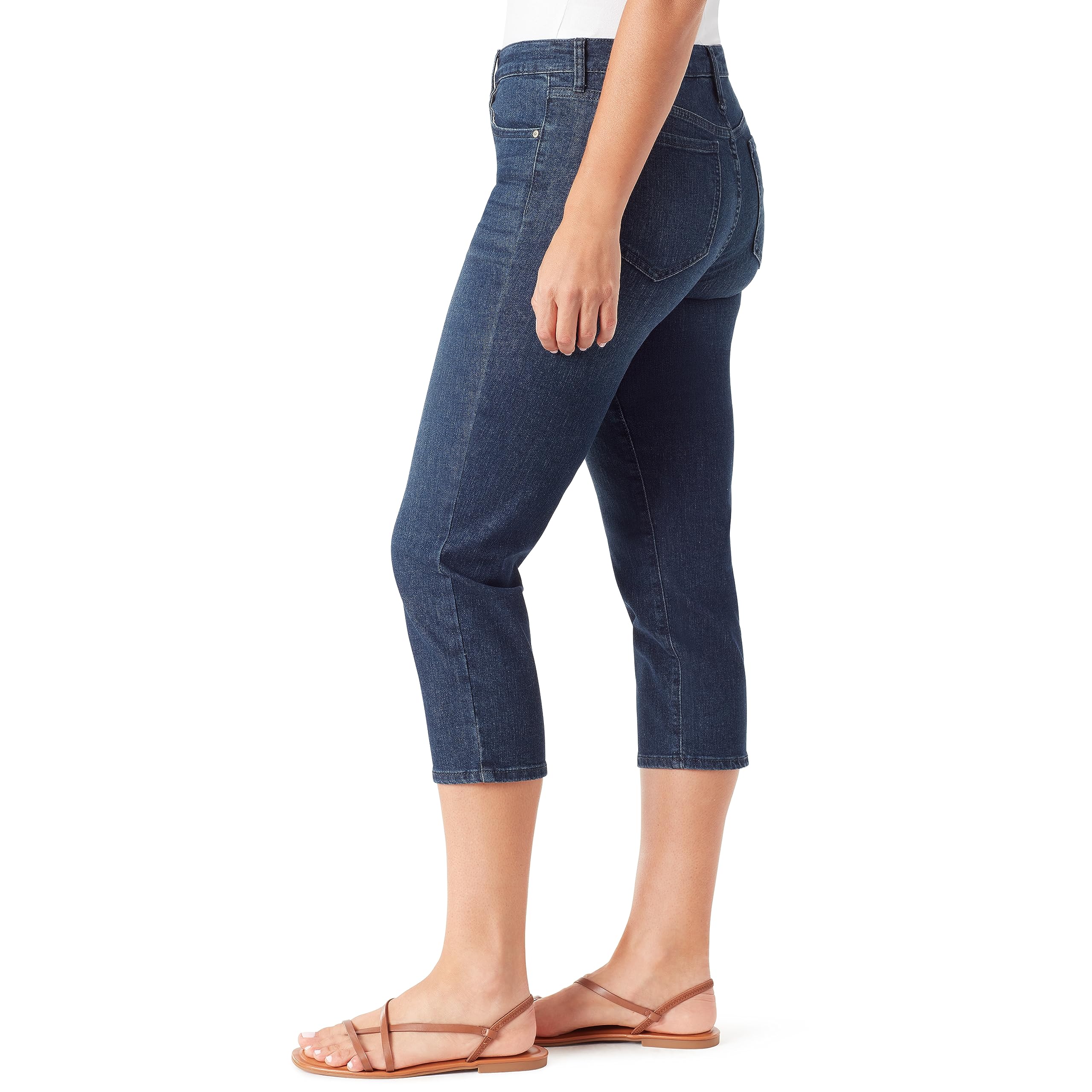 Vintage American Blues Women's Roll Cuff Capri Pants - Retro High Waisted Cotton Trousers for Casual Outfits & Summer Fashion