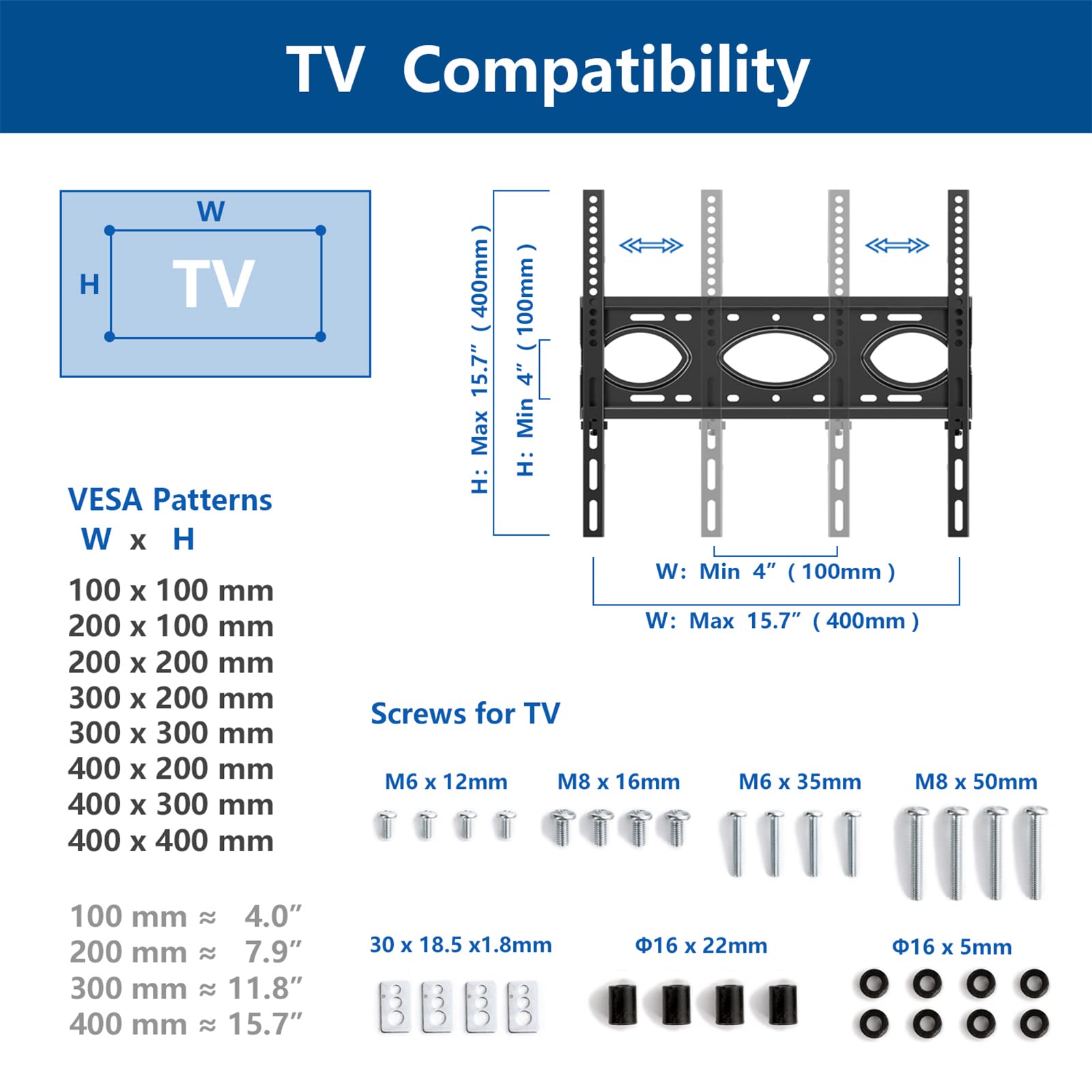 RFIVER Mobile TV Stand with Wheels - Adjustable Cantilever TV Trolley for 27-65 Inch Flat Screens (Max VESA 400x400mm, 50kg Capacity) - Sturdy TV Stand with Storage Shelves for Living Room, Bedroom & Office
