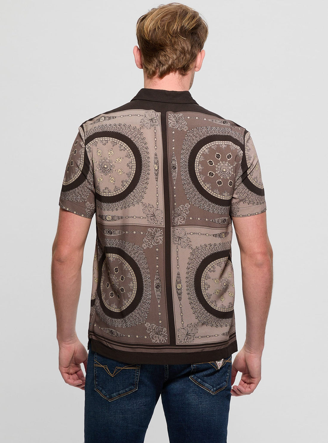 Eco-Friendly Brown Medallion Shirt for Men | Sustainable Fashion | Casual & Formal Wear | Perfect for Office, Parties & Outdoor Events