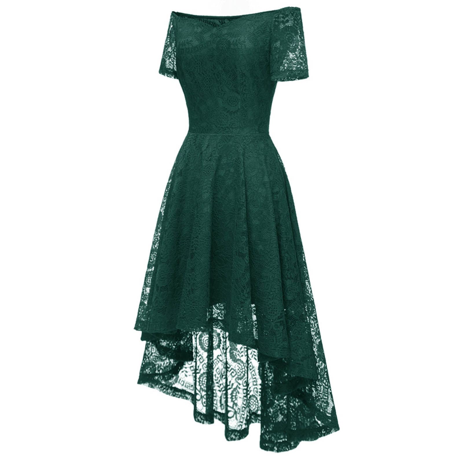 Vintage Off Shoulder Lace Floral Cocktail Dress for Women - Elegant Hi-Lo Bridesmaid & Wedding Guest Formal Party Dress | Perfect for Cocktail Parties, Weddings & Special Occasions