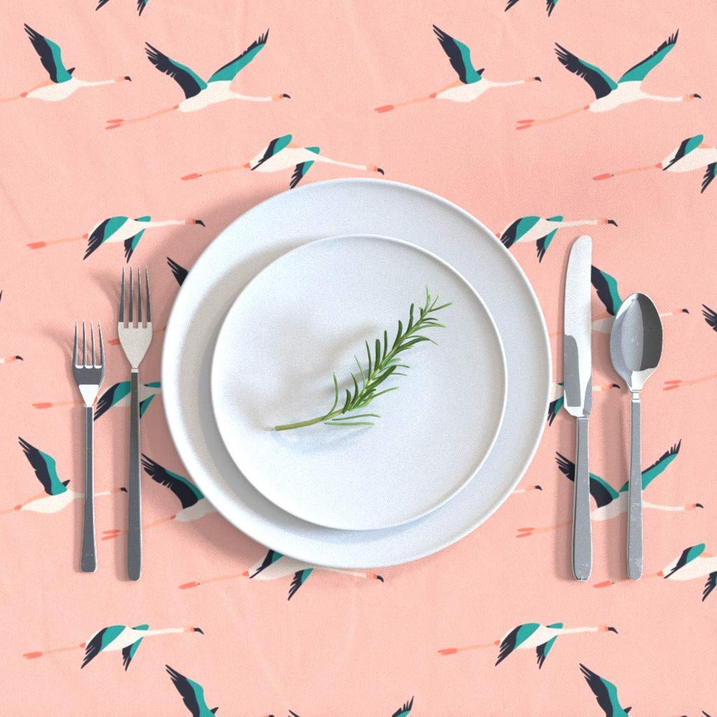 Premium Cotton Sateen Tablecloth 70x144 Inches - Flamingo Tropical Beach Print Coastal Decor, Custom Table Linens for Dining Room, Outdoor Patio & Beach Party Decorations