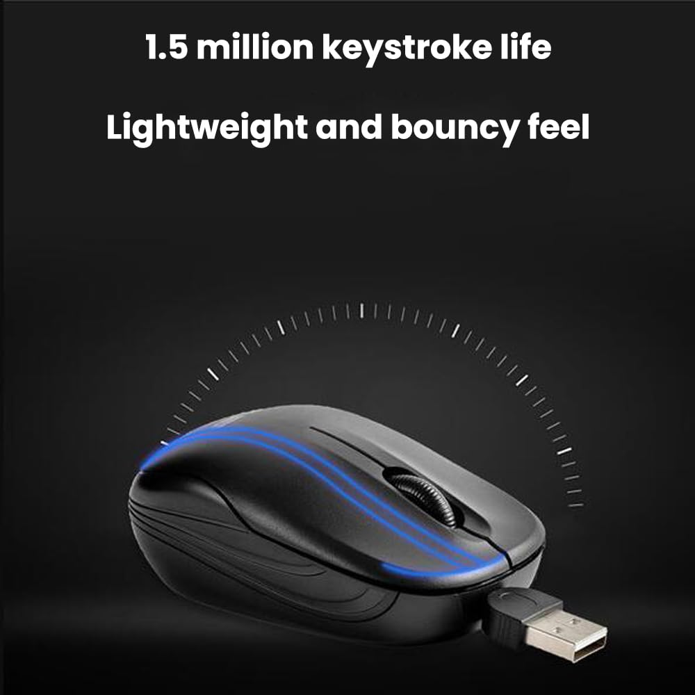 Wired USB Computer Mouse - Silent Ergonomic Gaming Mouse for Laptop & PC | Portable USB Optical Mouse for Office, Gaming, and Home Use