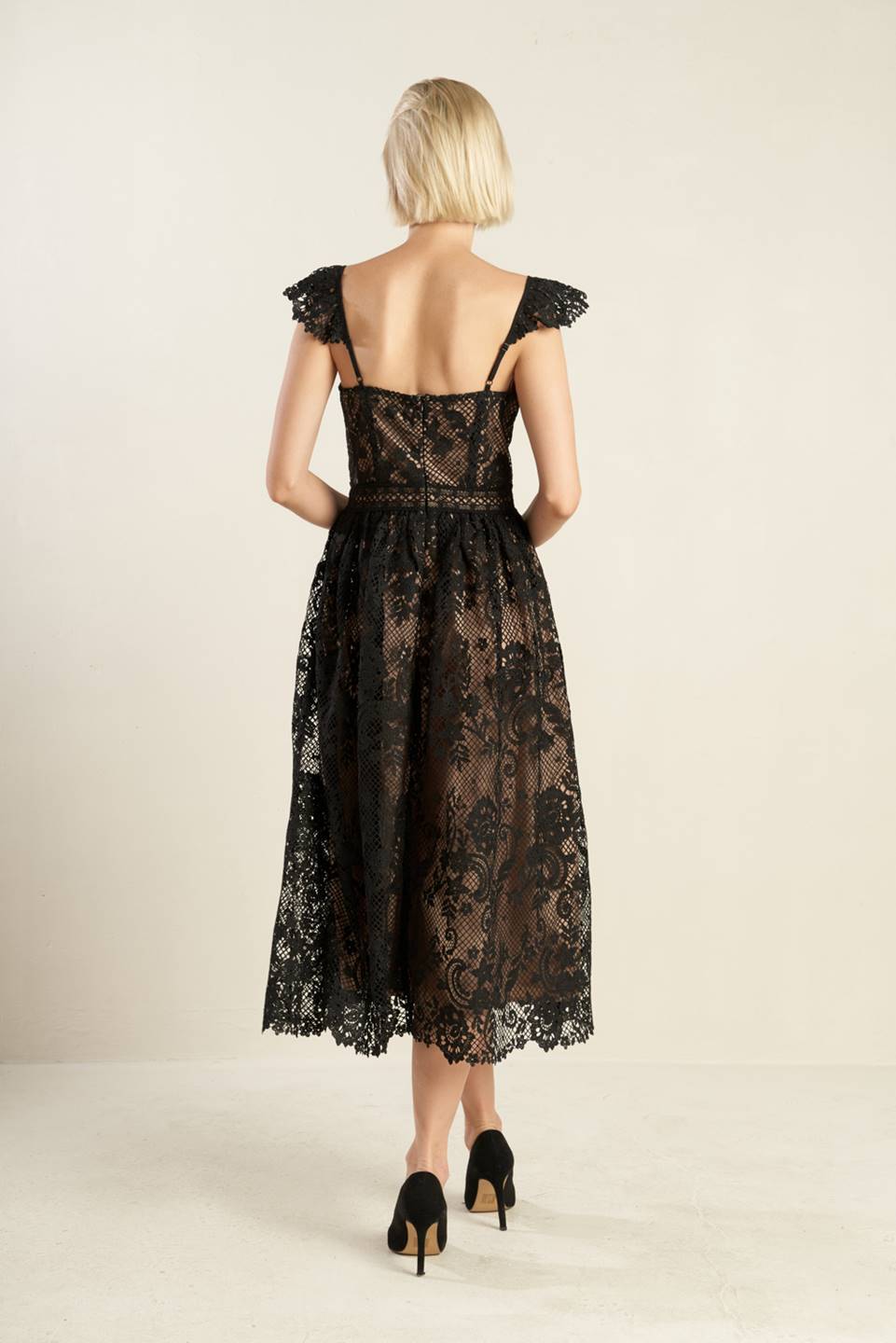 KNOW YOU BETTER Lace Woven Midi Dress - Elegant Floral Summer Dress for Women, Perfect for Weddings, Parties & Date Nights