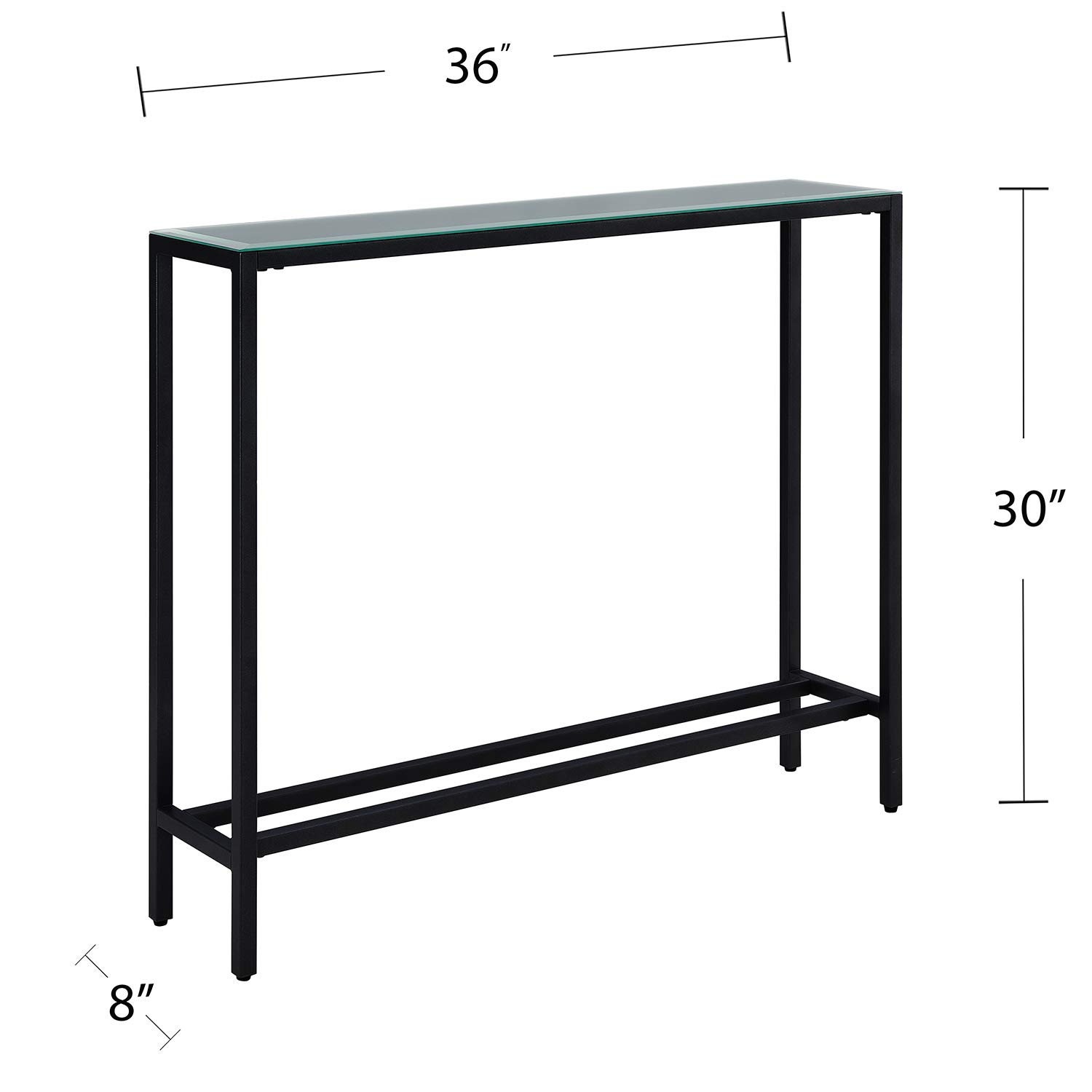 SEI FURNITURE Darrin Narrow Console Table - Slim Entryway Sofa Table with Storage Shelf, Black - Perfect for Hallway, Living Room & Small Space Decor