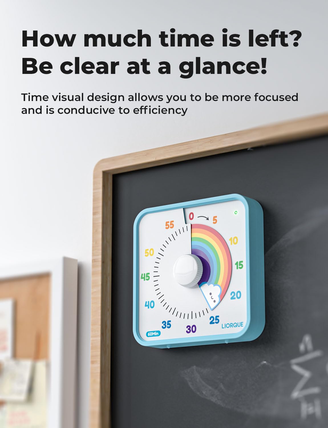 LIORQUE 60 Minute Visual Timer for Kids & Adults - Silent 7.5
