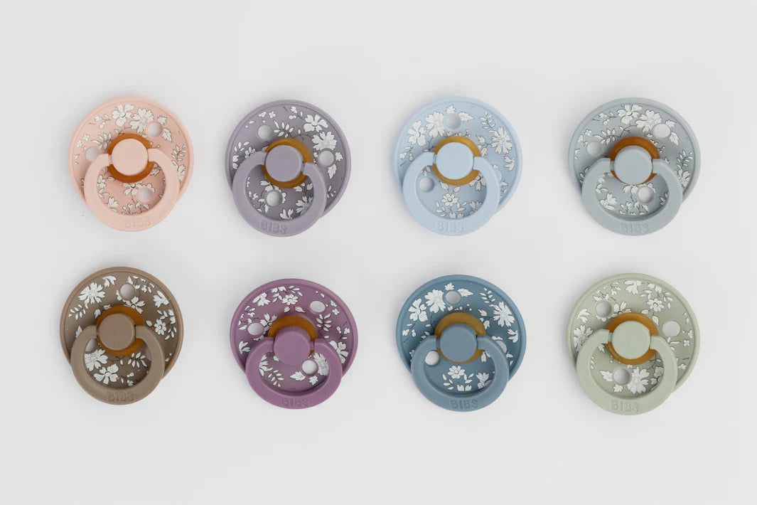 BIBS x Liberty London Round Pacifiers Twin Pack - Soft & Safe Baby Soothers for Daytime & Nighttime Comfort