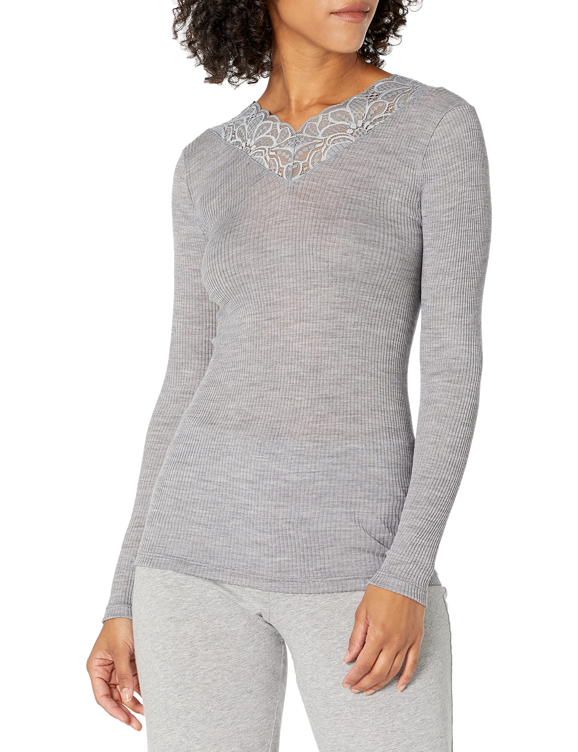 HANRO Women's Karla Lace Long Sleeve Shirt - Elegant Blouse for Work, Date Night & Special Occasions | Comfortable & Stylish Lace Top for Women