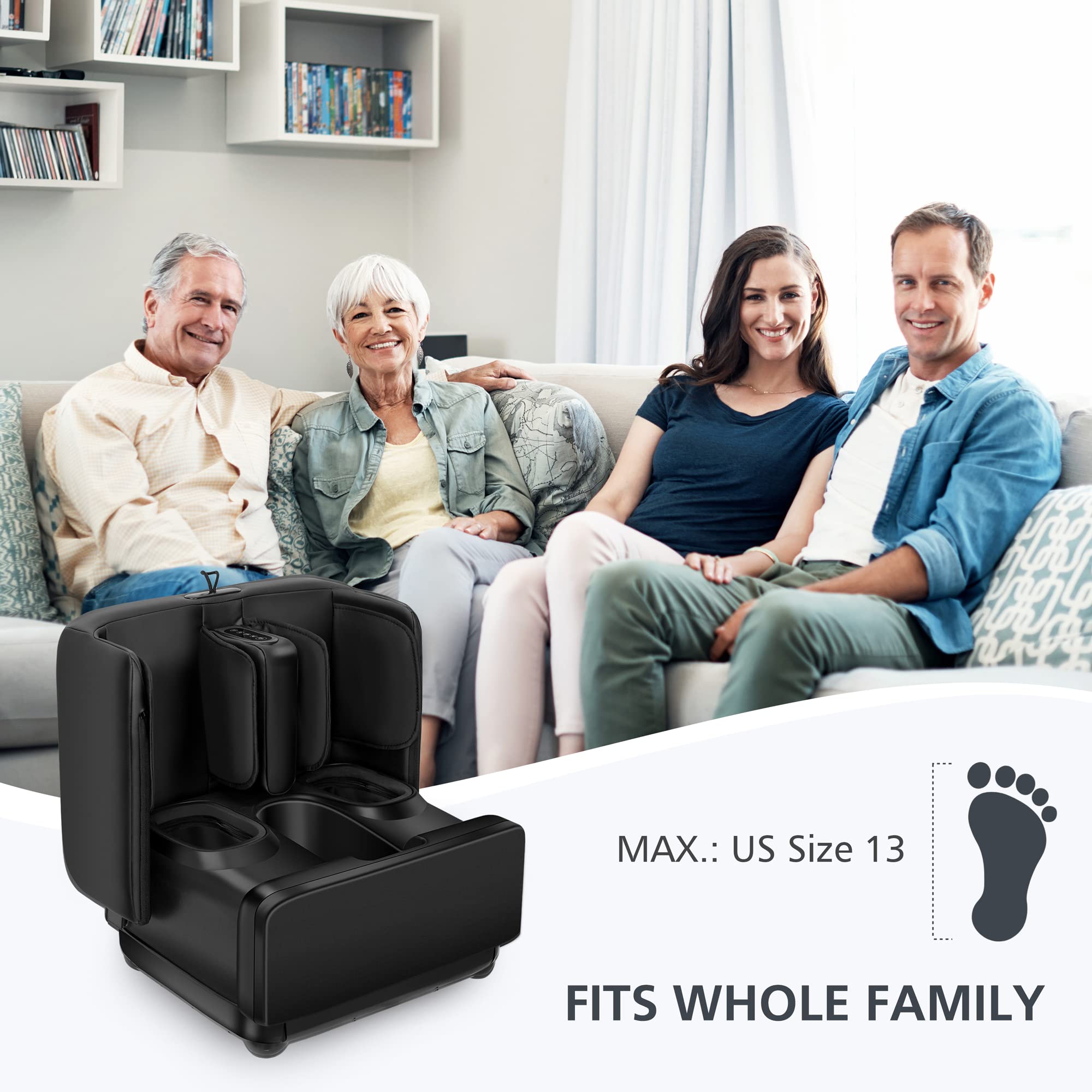COMFIER 2-in-1 Shiatsu Foot Massager with Heat & Ottoman Foot Rest - Kneading, Vibration, Compression Massage for Feet, Ankles, Calves & Legs - Relieve Muscle Pain & Fatigue - Perfect for Home, Office & Post-Workout Recovery