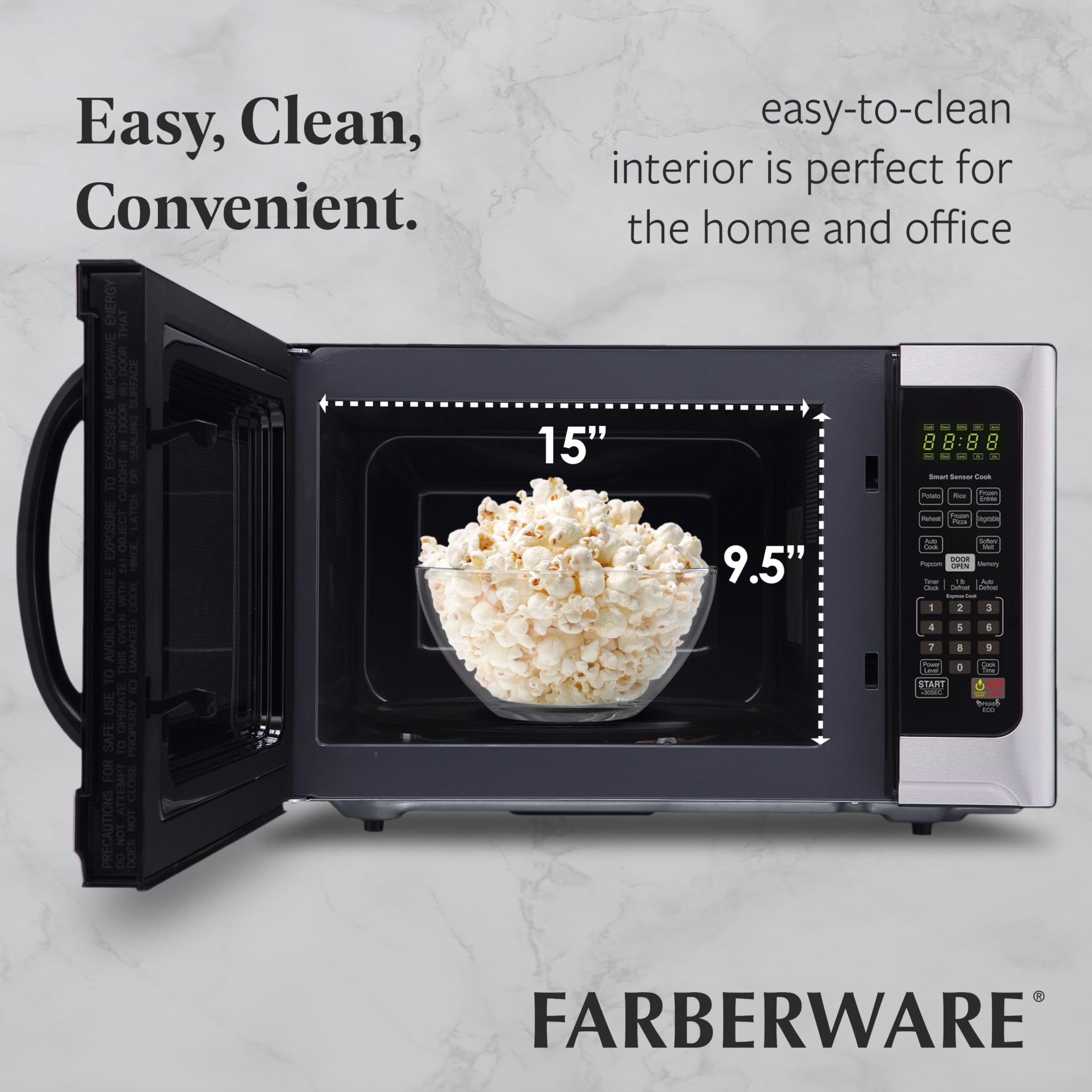 Farberware 1.2 cu. Ft Stainless Steel Countertop Microwave Oven with Sensor Cooking Technology - Perfect for Small Kitchens, Dorms & Office Break Rooms