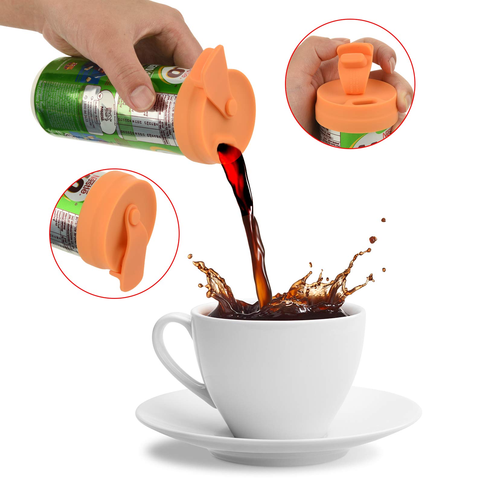Silicone Slim Can Lids - Leak-Proof Beverage Can Cover for Tall Skinny Cans, Beer Bottles, Soda & Energy Drinks (Blue & Orange) - Perfect for Parties, Camping & Outdoor Activities