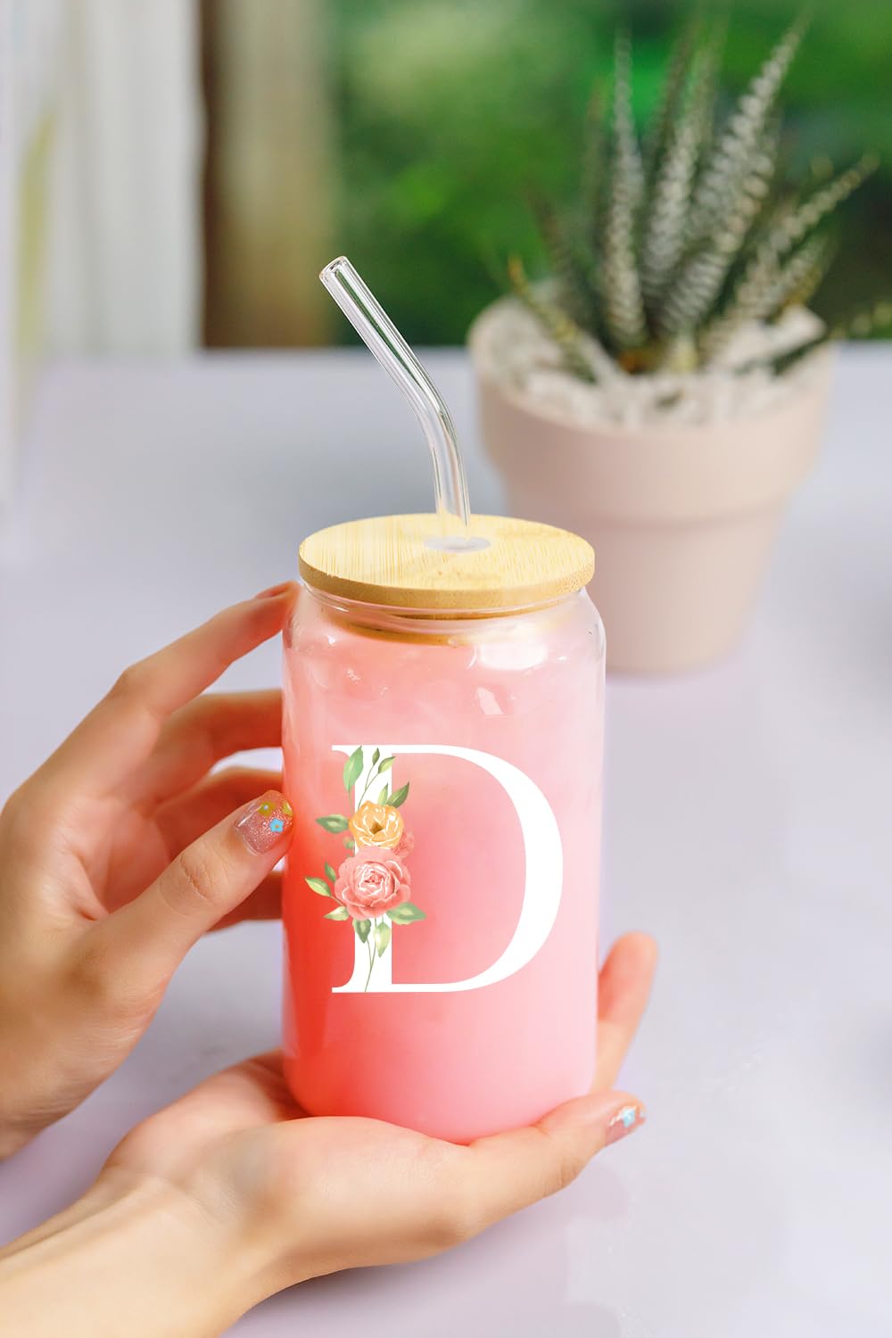 Personalized Monogrammed Gifts for Women - Custom Engraved 16oz Coffee Glass - Birthday, Galentine's Day, Friendship Gifts for Her - Perfect for Home, Office & Gift Giving Occasions