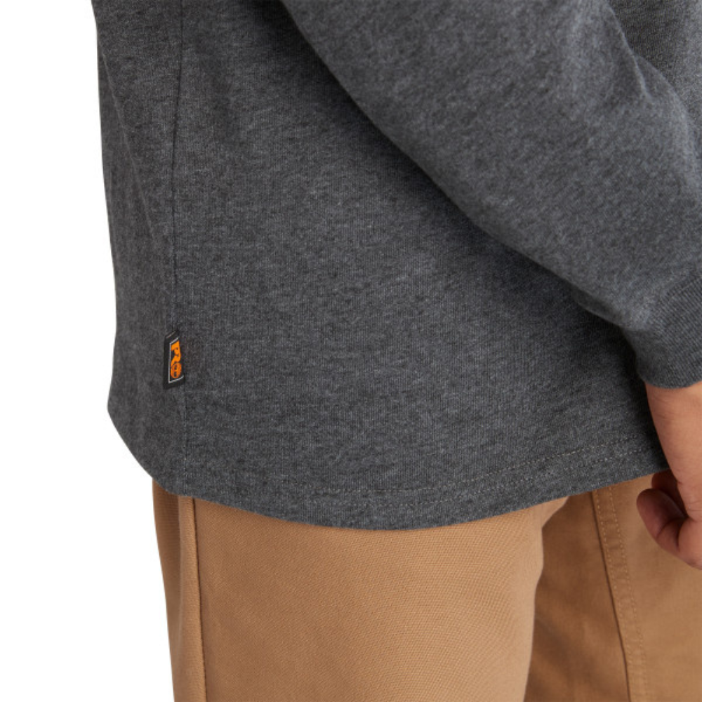 Timberland PRO Men's Core Logo Long Sleeve T-Shirt - Grey Heather - Durable Workwear for Construction & Outdoor Activities