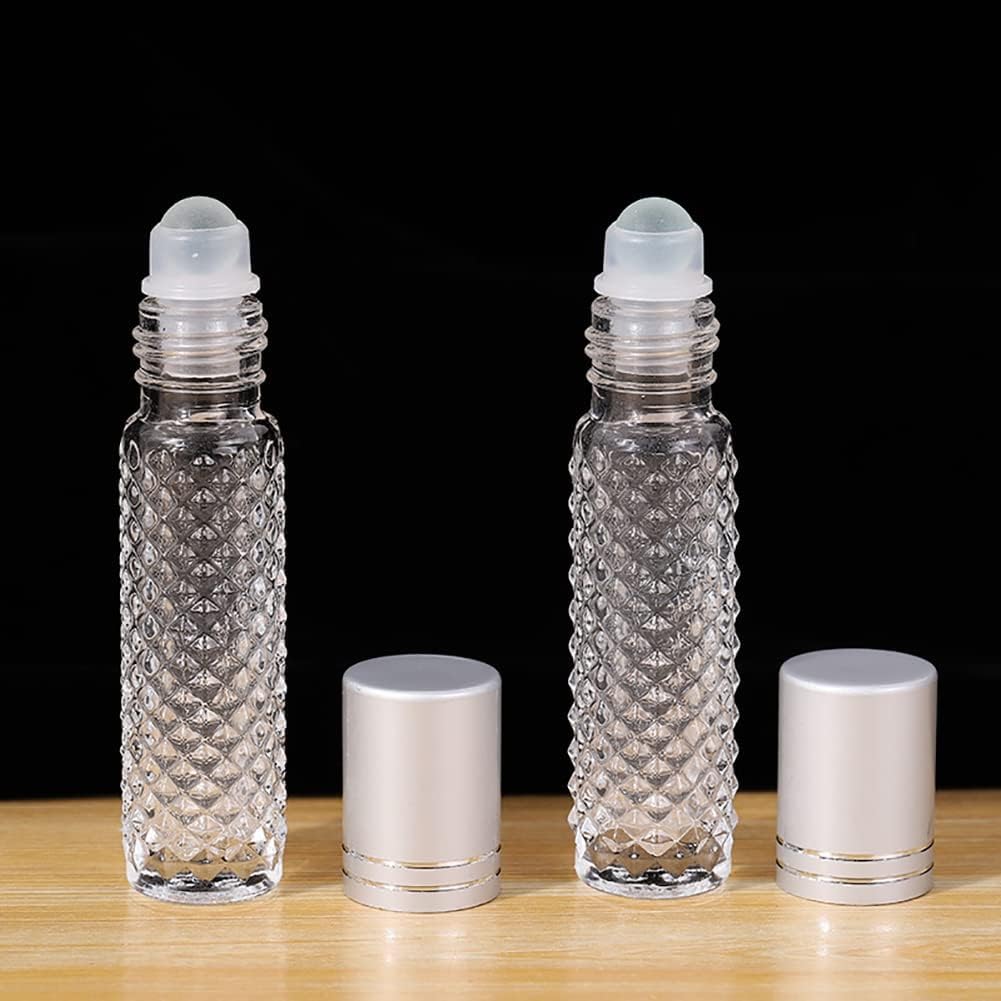 6 Pcs 10ml Clear Glass Essential Oil Roller Bottles - Refillable Roll On Bottles for Aromatherapy, Perfume & DIY Blends | Compact Travel Size for Home, Office & On-The-Go Use