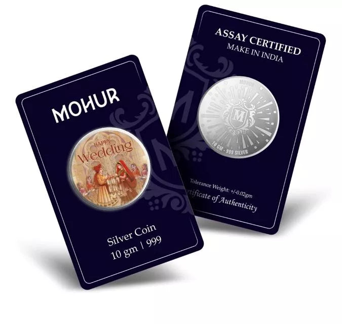 999 Pure Silver Wedding Coins (Design 39) - Elegant Gift for Bridal Shower, Anniversary & Special Occasions - Perfect for Couples, Newlyweds & Silver Collectors