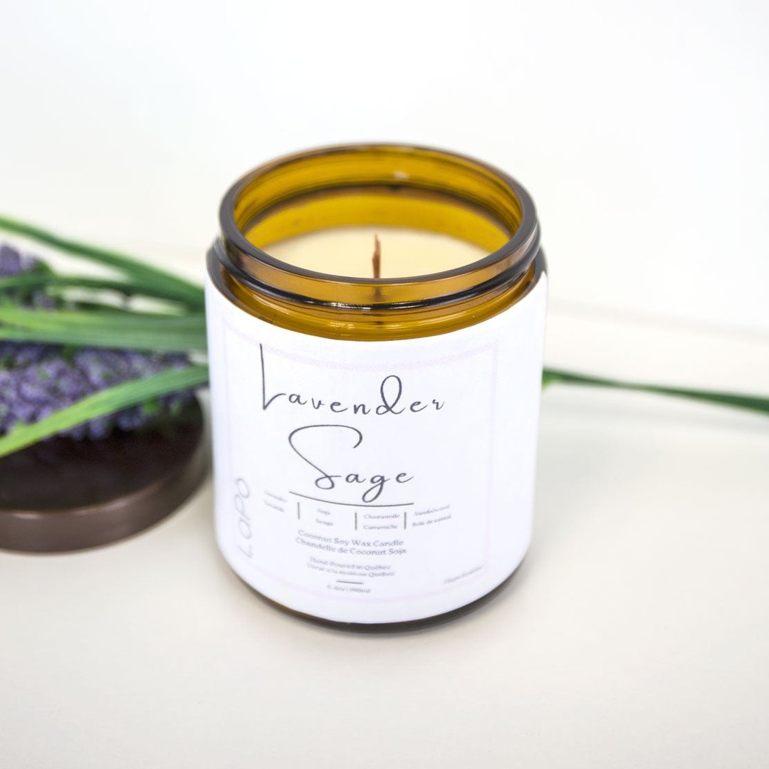 Lavender Sage Scented Candle - Natural Soy Wax, Long Lasting Fragrance for Relaxation, Meditation & Home Decor