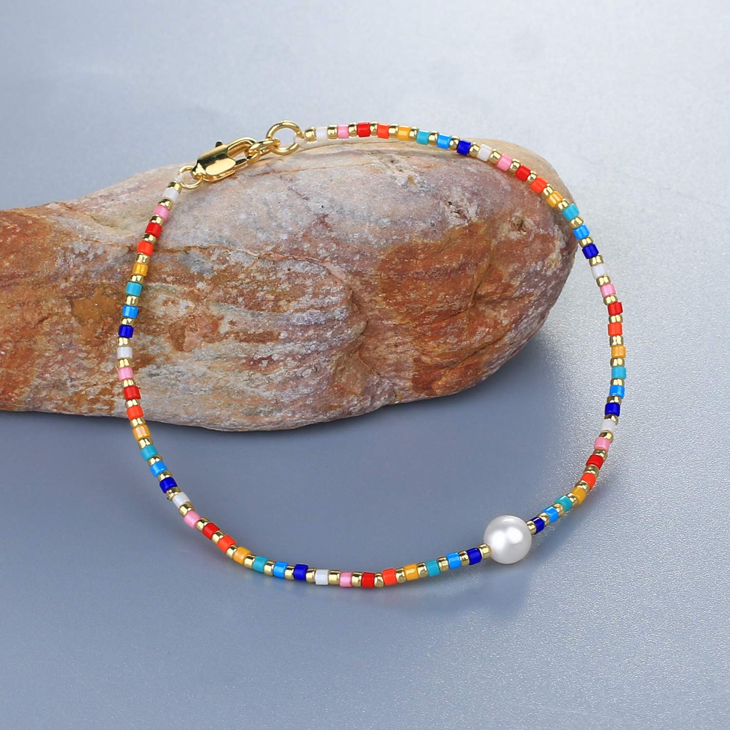 Rainbow Miyuki Beads Bracelet - Handmade Beaded Wrap Bracelet with Charm Pearls for Women | Boho Chic Jewelry Gift for Birthday, Party & Everyday Wear
