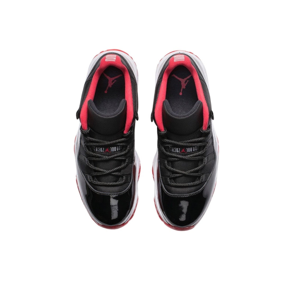 Air Jordan 11 Low BRED Sneakers - Black, True Red & White Colorway - Men's Basketball Shoes for Court & Casual Wear