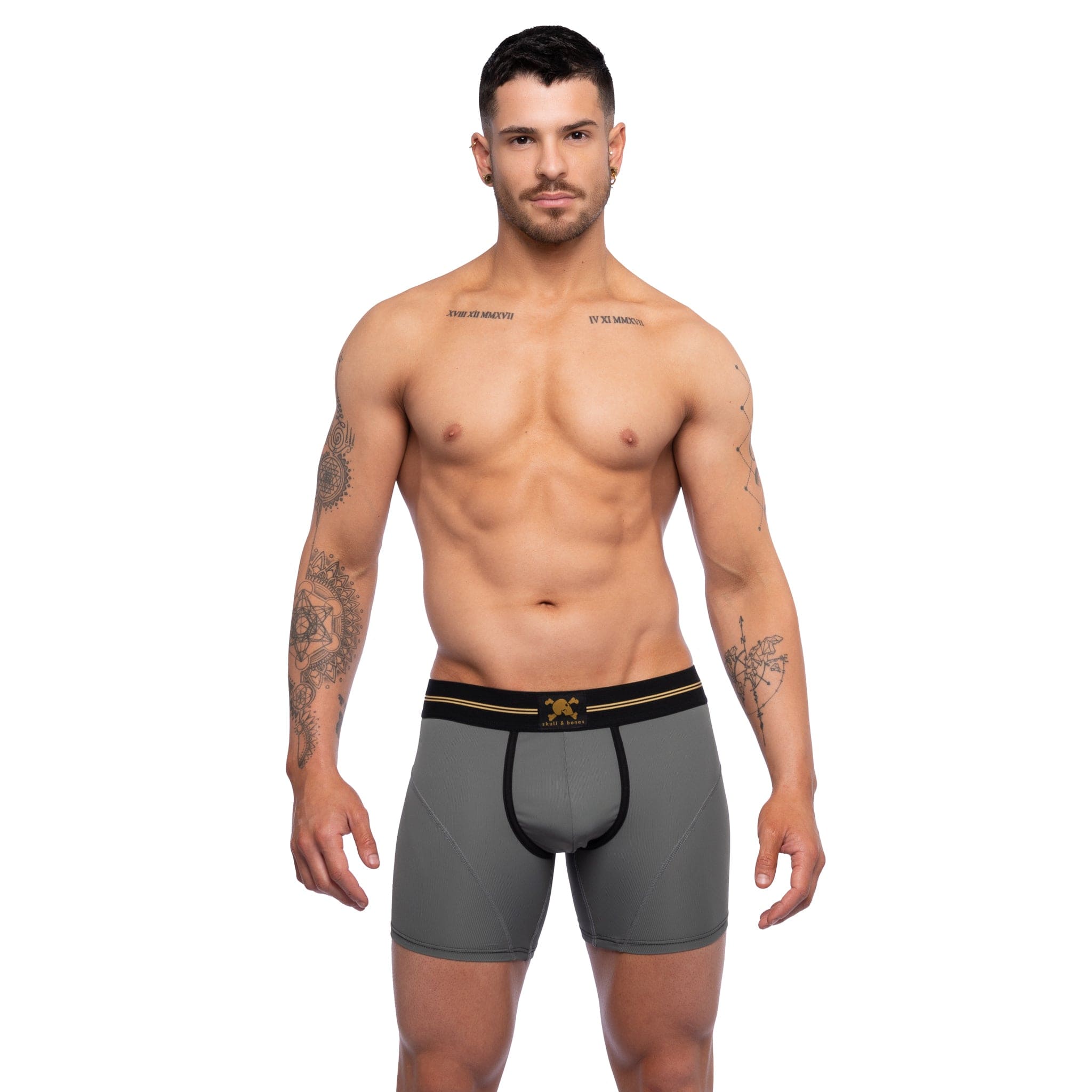 Performance Rib Boxer Briefs for Men - Soft & Breathable Grey Underwear - Gym, Workout & Everyday Comfort