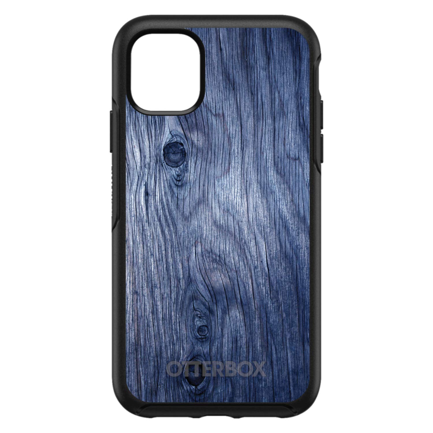 DistinctInk iPhone 13 Pro MAX Case (6.7 Inch) - Premium Wood Grain Design Protective Cover - Durable Shockproof Replacement for OtterBox Symmetry - Dark Blue Weathered Wood Print - Perfect for Work, Travel & Everyday Use