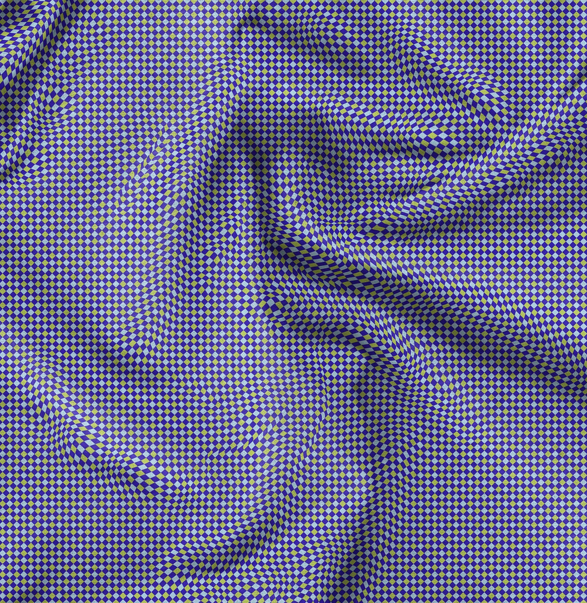 Soimoi Moss Georgette Blue Fabric by The Yard - 42 Inch Wide Diamond Geometric Print Fabric for Dresses, Curtains & Home Decor - Elegant Classic Chiffon Material for Sewing Projects & DIY Crafts