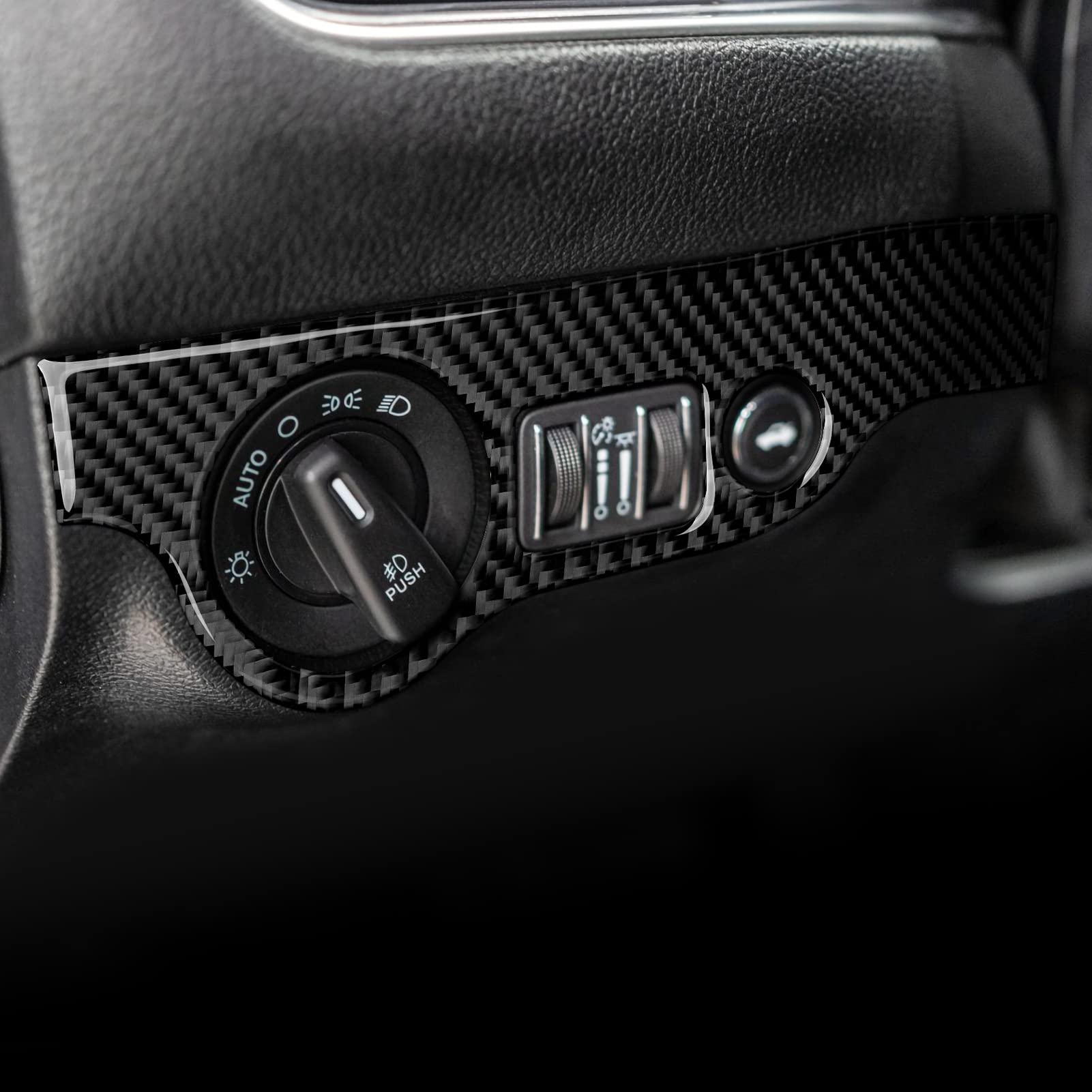 Carbon Fiber Car Headlight Switch Cover Trim Decors for 2011-2023 Dodge Charger - Interior Accessories & Stickers for Customization & Protection (Perfect for Car Enthusiasts & DIY Auto Upgrades)