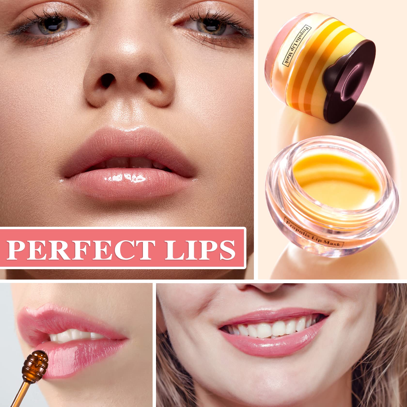Honey Lip Balm for Dry Lips - Hydrating & Moisturizing Lip Care with Applicator - Perfect for Night Use & Cracked Lips
