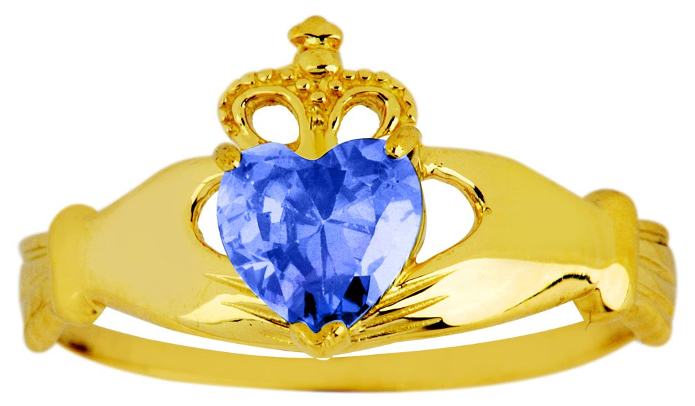 9 ct Gold Birthstone Claddagh Ring with Genuine Sapphire - Irish Friendship & Promise Ring for Women - Perfect for Anniversaries, Valentine's Day & Special Occasions