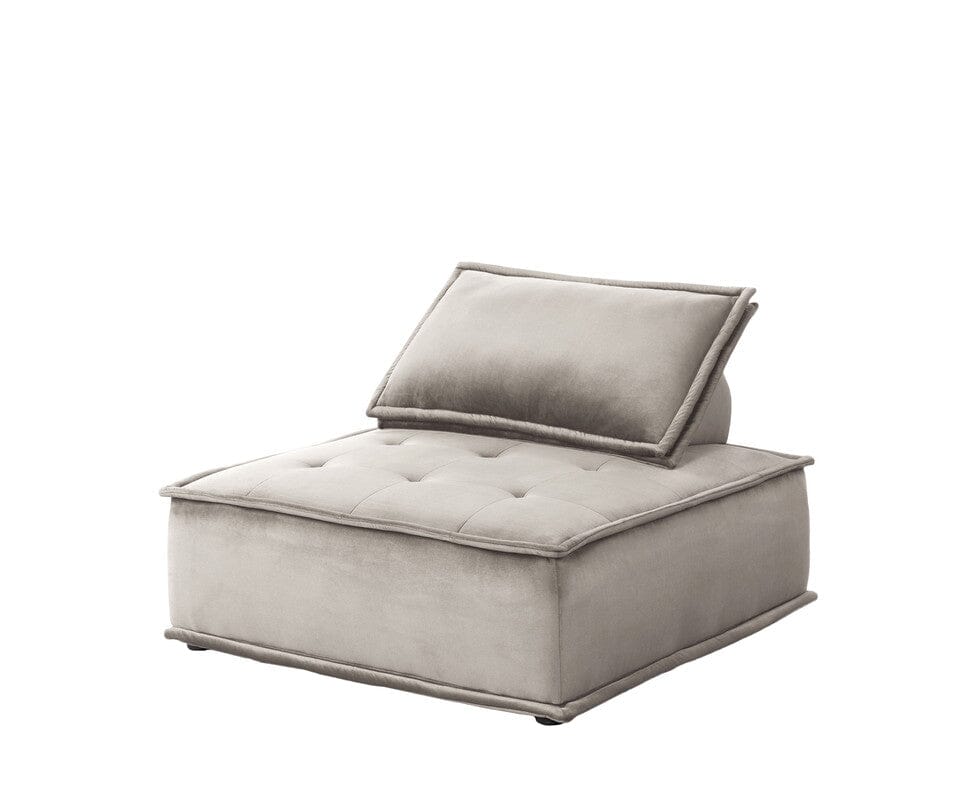 Anna Light Gray Velvet Armless Lounge Chair - Modern Accent Chair for Living Room, Bedroom, or Office - Perfect for Relaxing, Reading, and Small Spaces