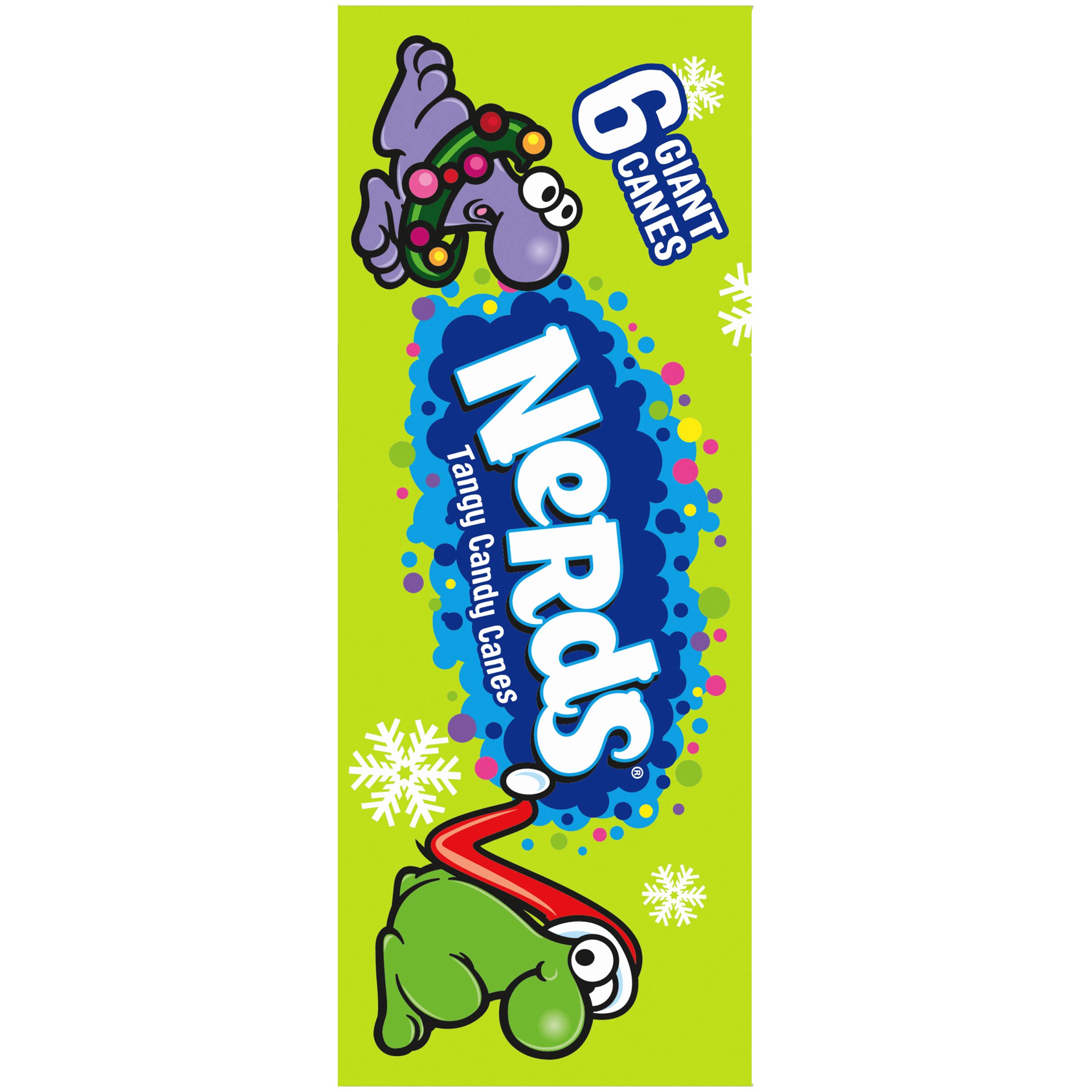 Nerds Giant Holiday Candy Canes - Pack of 6 Large Festive Peppermint Candy Sticks | Perfect for Christmas Stockings, Party Favors & Holiday Decorations