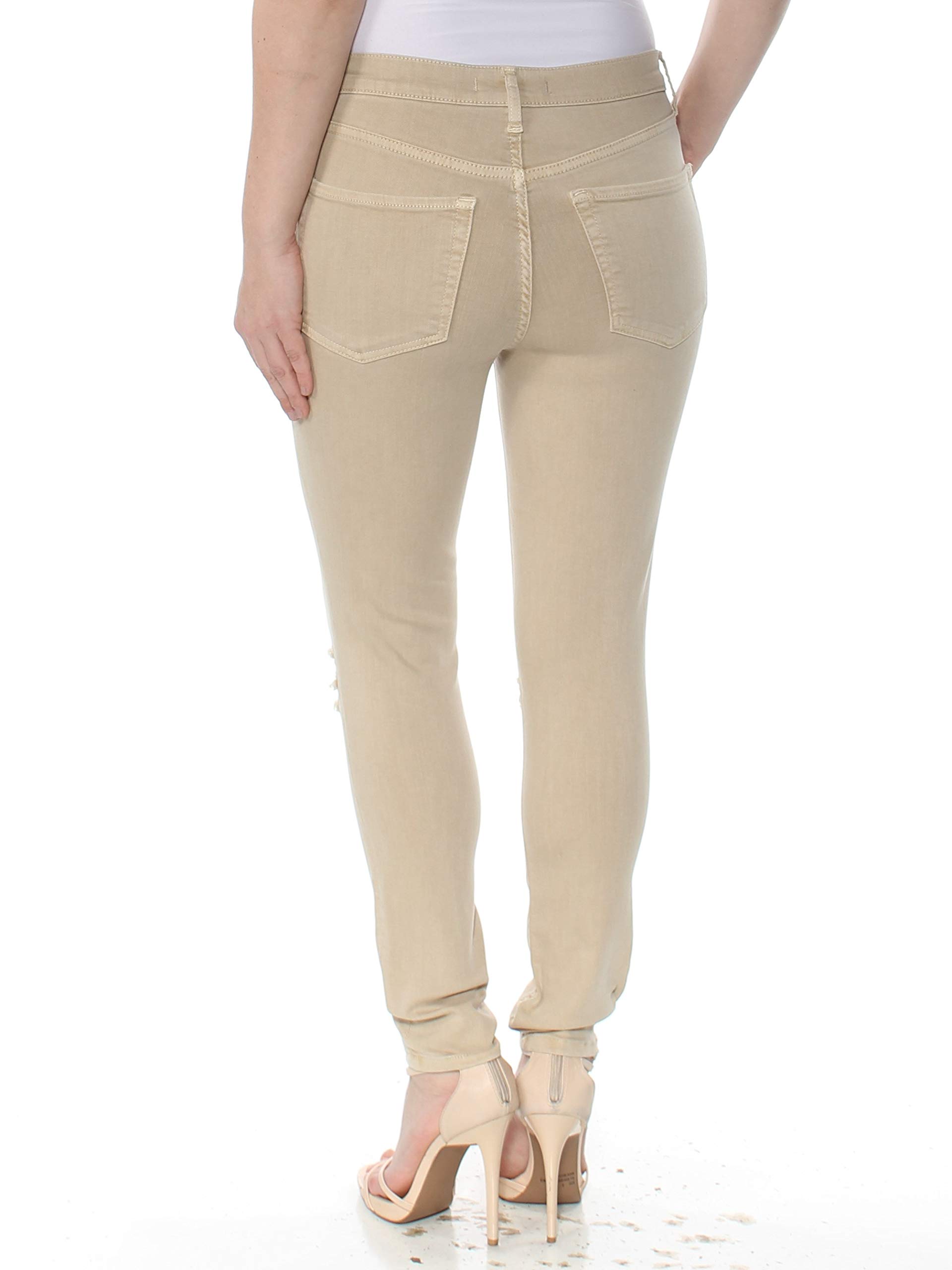 Free People Women's Distressed Skinny Jeans - High Waisted Ripped Denim Pants in Light Tan (Size 27) | Perfect for Casual Outfits, Date Nights & Street Style Fashion