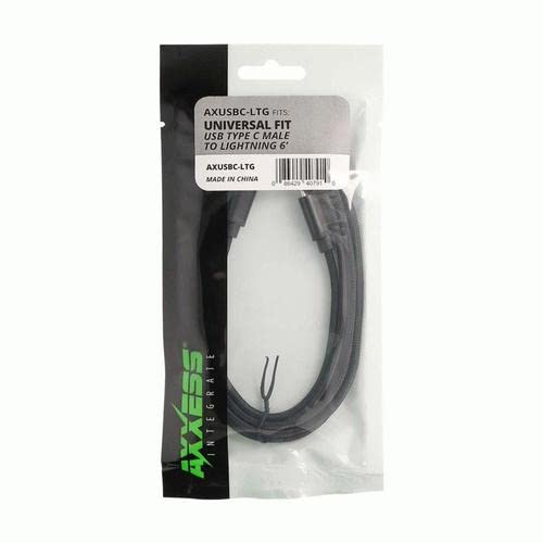 AXXESS 6FT USB-C to Lightning Cable - Fast Charging & Sync for iPhone, iPad - Durable Nylon Braided AXUSBC-LTG - Perfect for Home, Office & Travel Charging