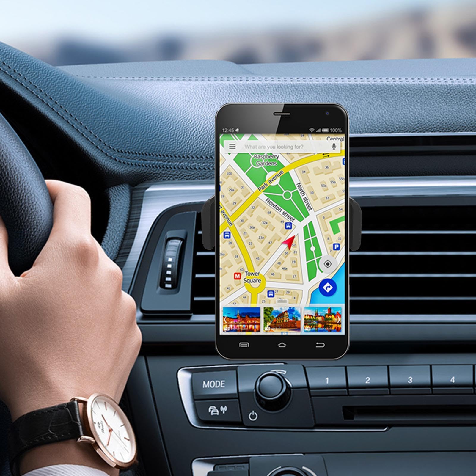 Car Phone Holder Mount - Universal Dashboard & Windshield Cell Phone Stand for iPhone, Samsung, Google Pixel - Perfect for Driving, GPS Navigation & Hands-Free Calls