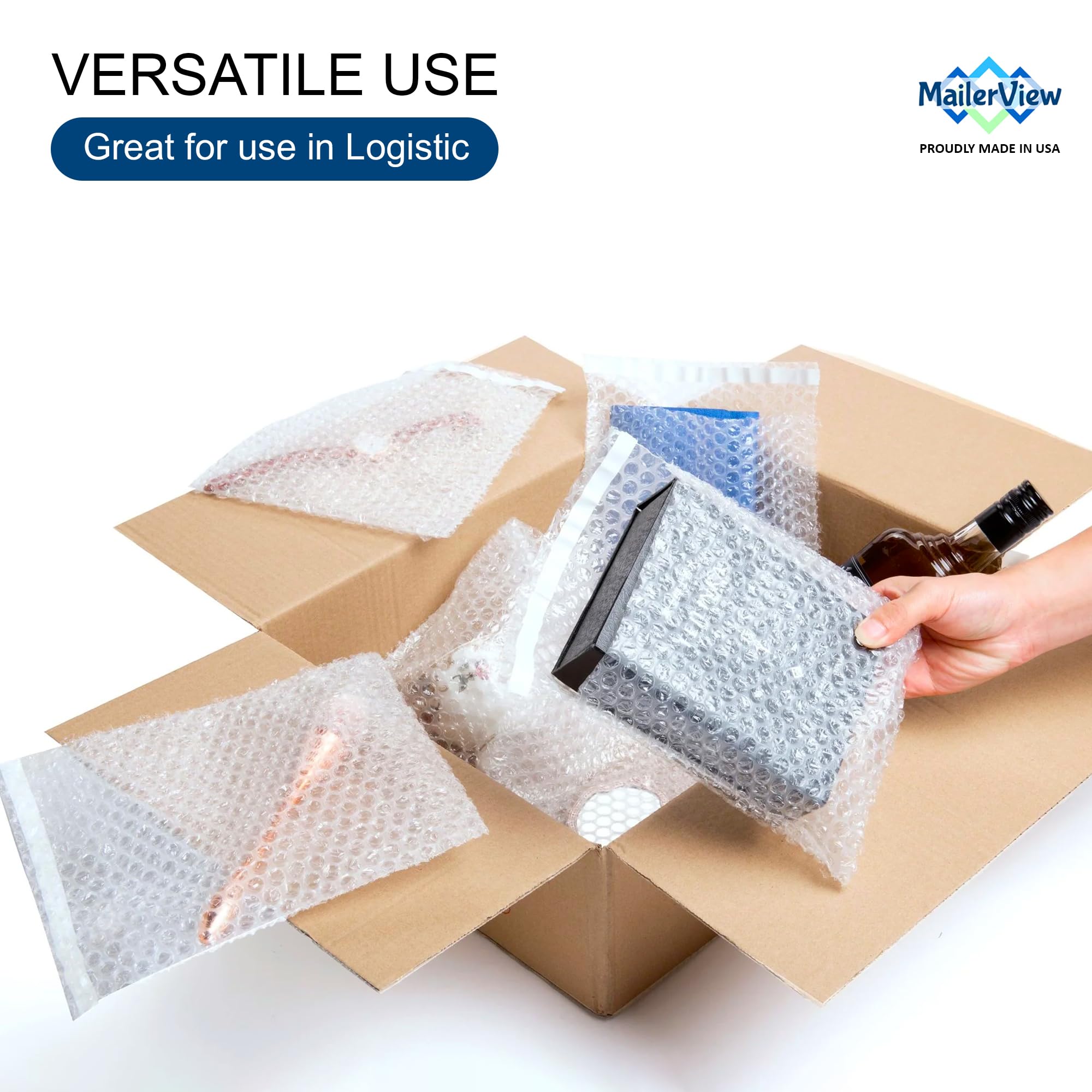 100 Pack Self-Seal Clear Air Bubble Cushioned Mailer Bags 6x8.5 Inches - Protective Shipping Pouches for Ecommerce, Small Items & Fragile Goods (Made in USA) - Perfect for Online Sellers, Jewelry Packaging & Gift Wrapping