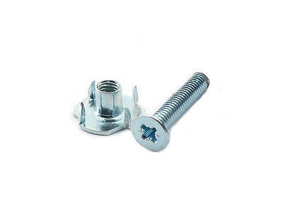 Zinc Handle Screw and Tee Nut Set - 2 Pack for Furniture Assembly, DIY Projects & Cabinet Hardware Installation