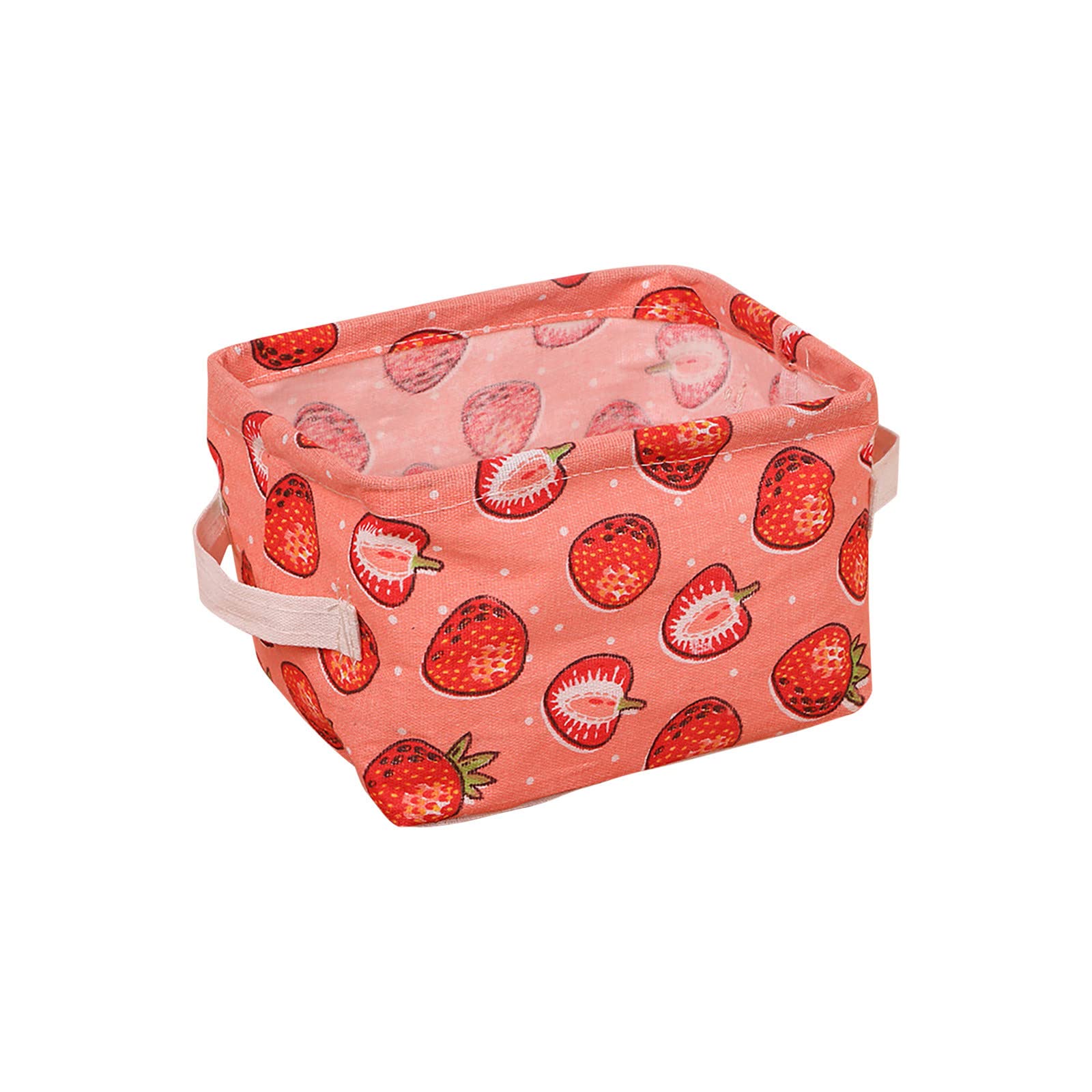 Stylish Cotton Linen Storage Bins - Portable Mini Storage Baskets with Handles for Nursery, Desktop, Cosmetics & Home Organization | Aesthetic Fabric Storage Cubes for Bedroom, Bathroom & Office Decor