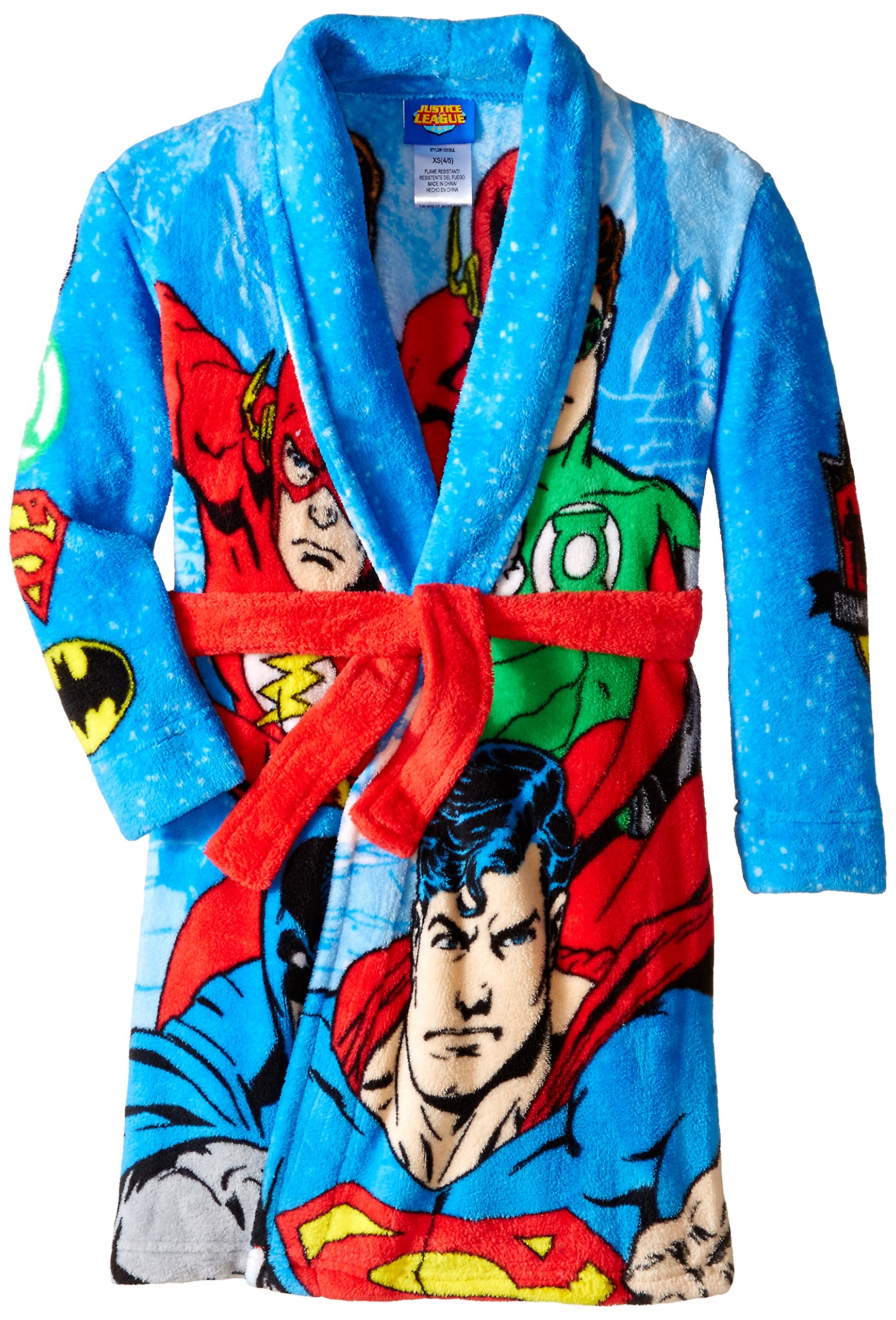 Justice League Boys Fleece Robe - Superhero Themed Soft Bathrobe for Kids - Perfect for Lounging, Sleepovers & Movie Nights