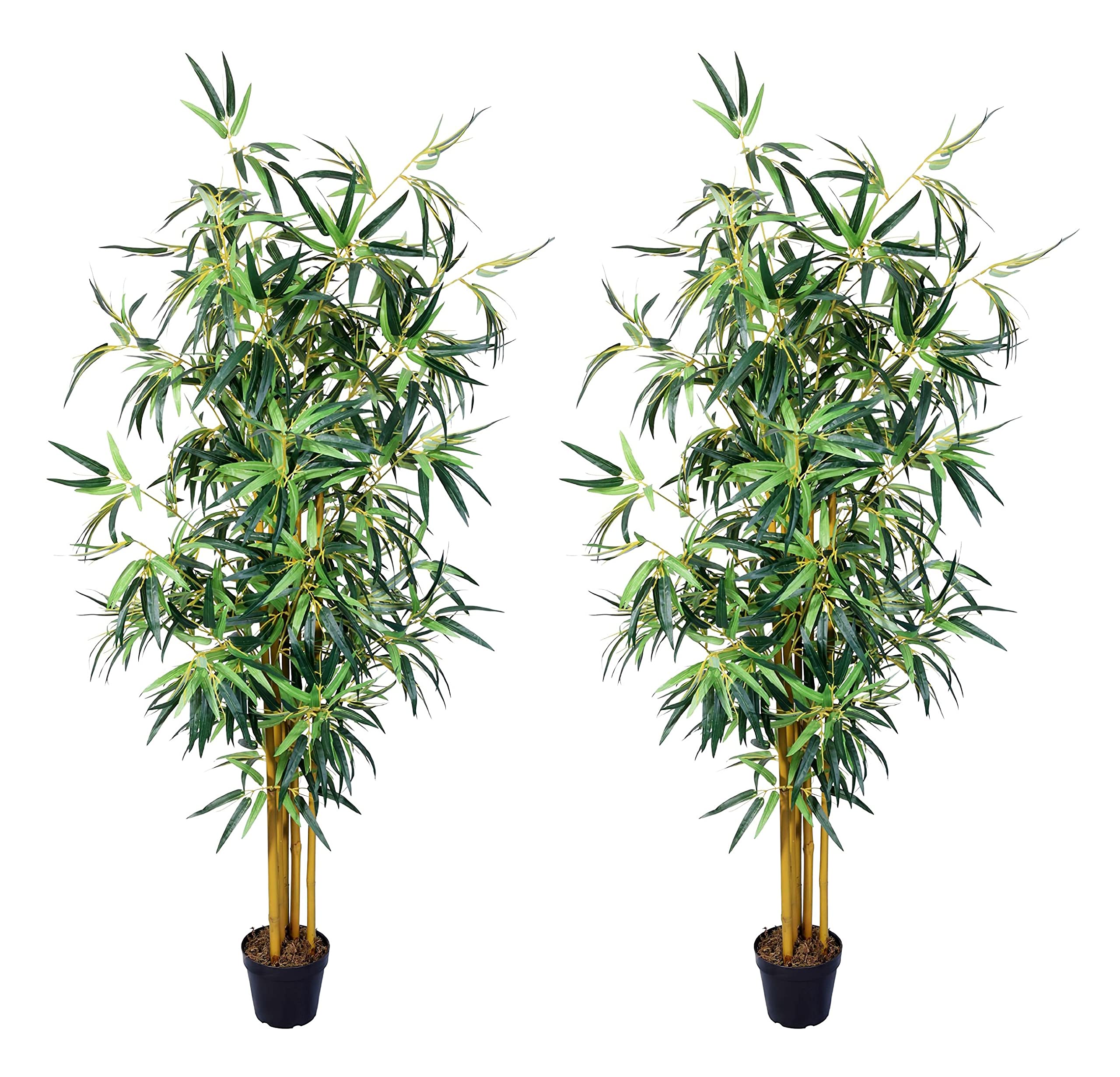 AMERIQUE 4 Feet Artificial Bamboo Tree Pair in Nursery Pot - Real Touch Technology for Home, Office & Indoor Decor