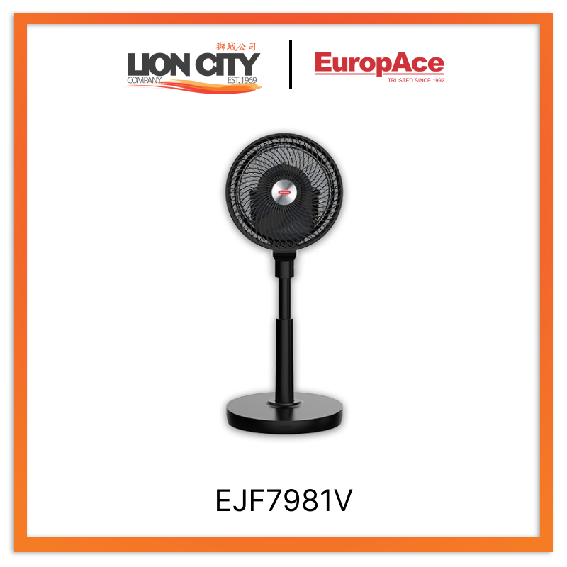EuropAce EJF 7981V 9 Inch DC Motor Jet Turbine Tatami Fan - High Velocity Cooling Fan for Home, Office, and Dorm Rooms - Energy Efficient & Quiet Operation