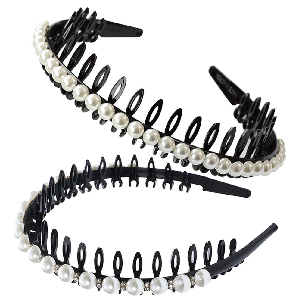 Beaupretty 2-Piece Pearl Hair Hoop Headband Set - Elegant Wedding Hair Accessories for Women, Bridal Hair Jewelry for Ceremony & Party Occasions