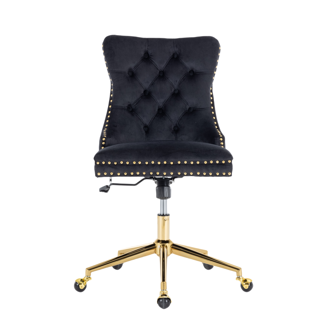 Premium Velvet Home Office Chair - Ergonomic Desk Chair with Lumbar Support, Black - Perfect for Remote Work, Gaming & Study