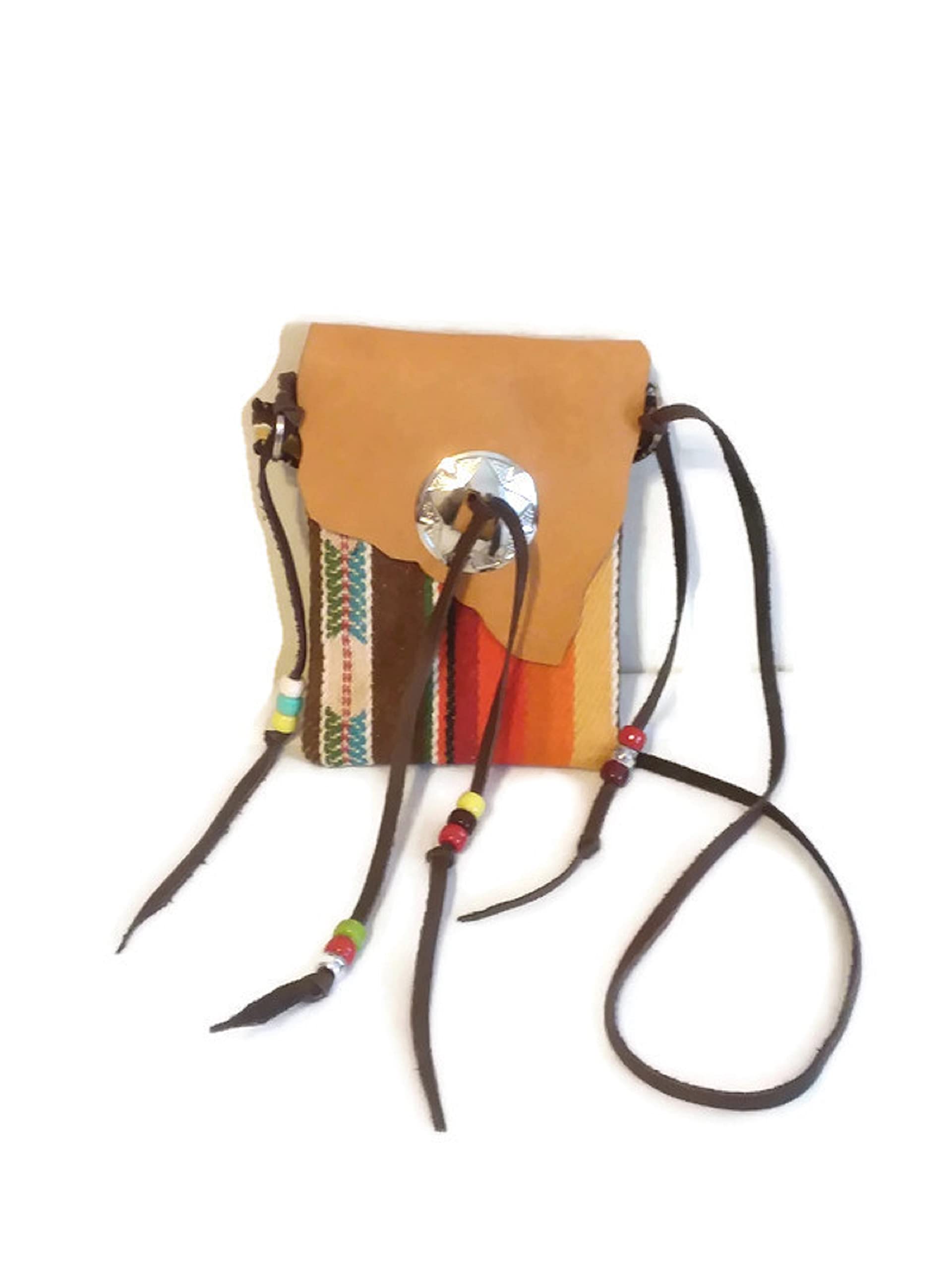 Authentic Native American Style Medicine Bag Necklace - Handmade Leather Pouch with Adjustable Cord for Spiritual Healing, Smudging & Crystal Storage | Perfect for Rituals, Meditation & Boho Fashion Accessories