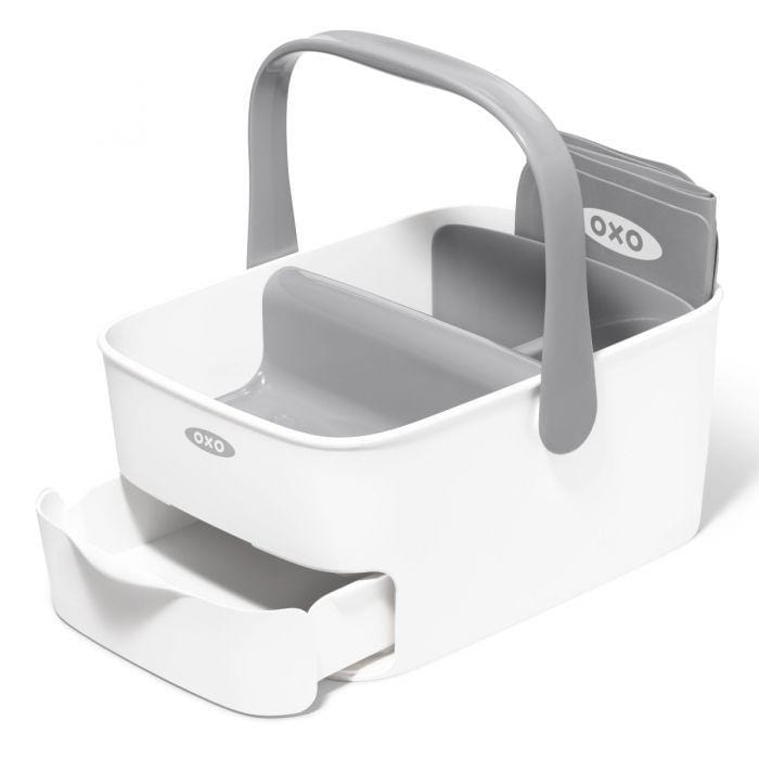 OXO Tot Diaper Caddy with Changing Pad - Grey Baby Essentials Organizer for Nursery, Bedroom & Travel - Perfect for Diapers, Wipes & Baby Care Items