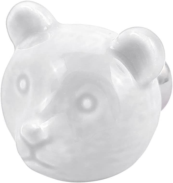 Bear Shaped Ceramic Cabinet Handles - White Drawer & Wardrobe Pulls (2 Pack) - Perfect for Kitchen, Bathroom & Bedroom Furniture Upgrades
