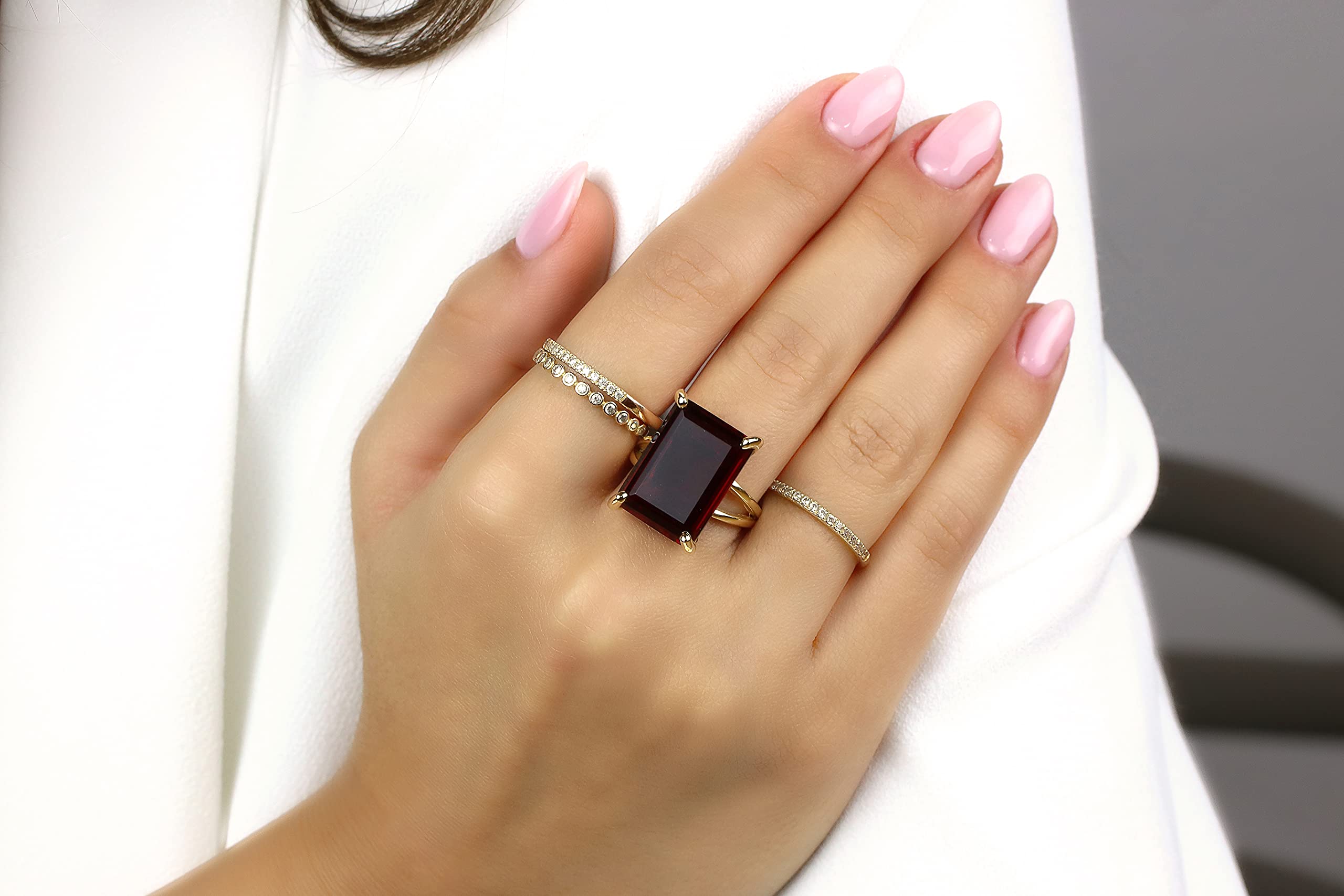 Bold Garnet Sterling Silver Rectangle Statement Ring - Fashion Jewelry for Women, Birthstone Ring, Large Size - Perfect for Birthday, Engagement, Anniversary Gifts - Elegant for Parties, Date Nights & Special Occasions