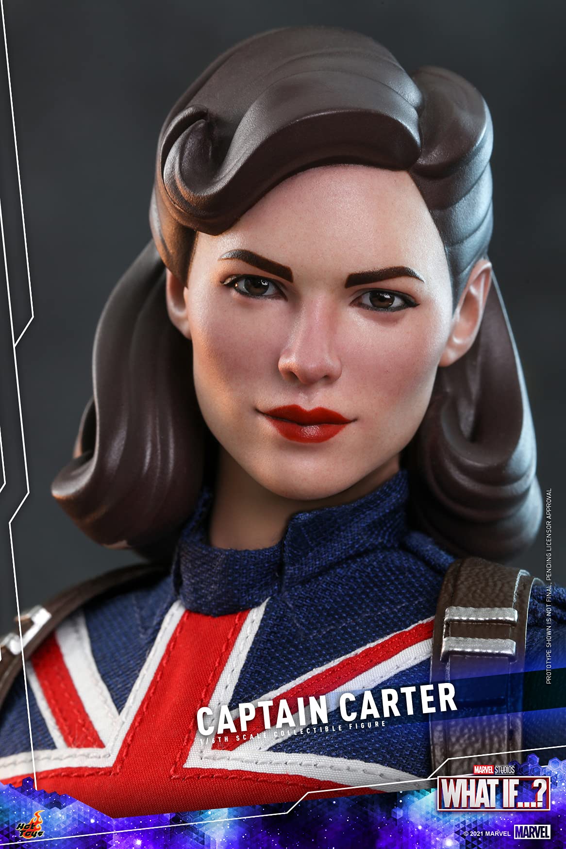 Hot Toys 1:6 Scale Captain Carter Action Figure from Marvel's What If...? Series - Collectible Blue Suit for Display & Cosplay